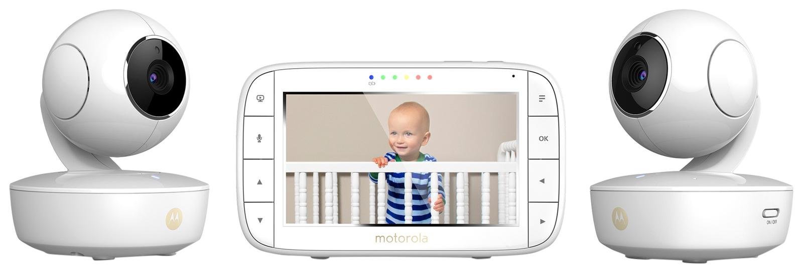 Motorola MBP36XL-2 Portable Video Baby Monitor with 5-inch Color Screen | 2 Rechargeable HD Cameras with Remote Pan, Tilt & Zoom | Two-Way Audio & Room Temperature Sensor | Ideal for Nursery, Daycare & Travel Use