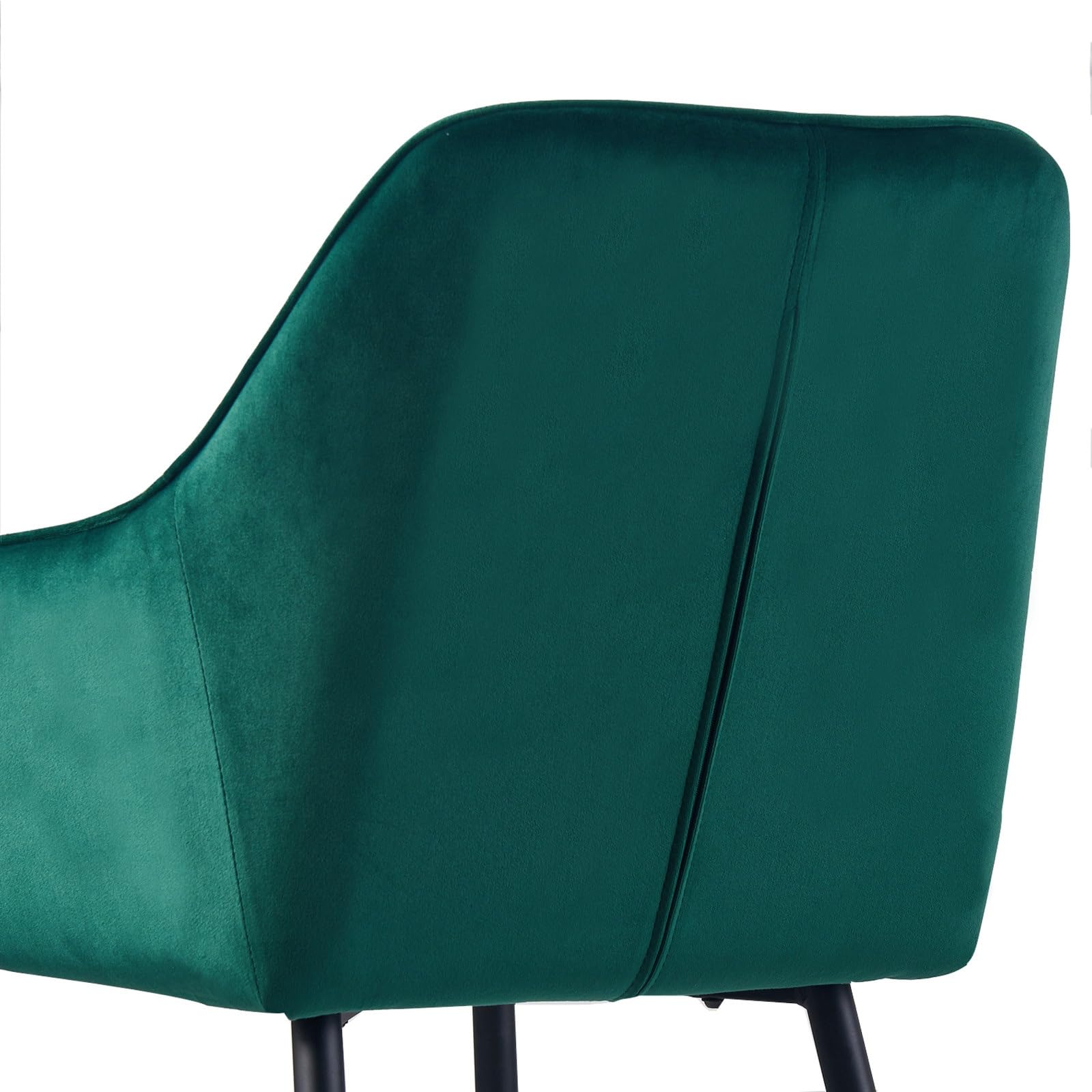 ENJAOUSLF Set of 2 Green Velvet Dining Chairs with Black Metal Legs - Modern Upholstered Armchairs for Kitchen, Living Room & Dining Room - Perfect for Small Spaces, Breakfast Nooks & Home Decor