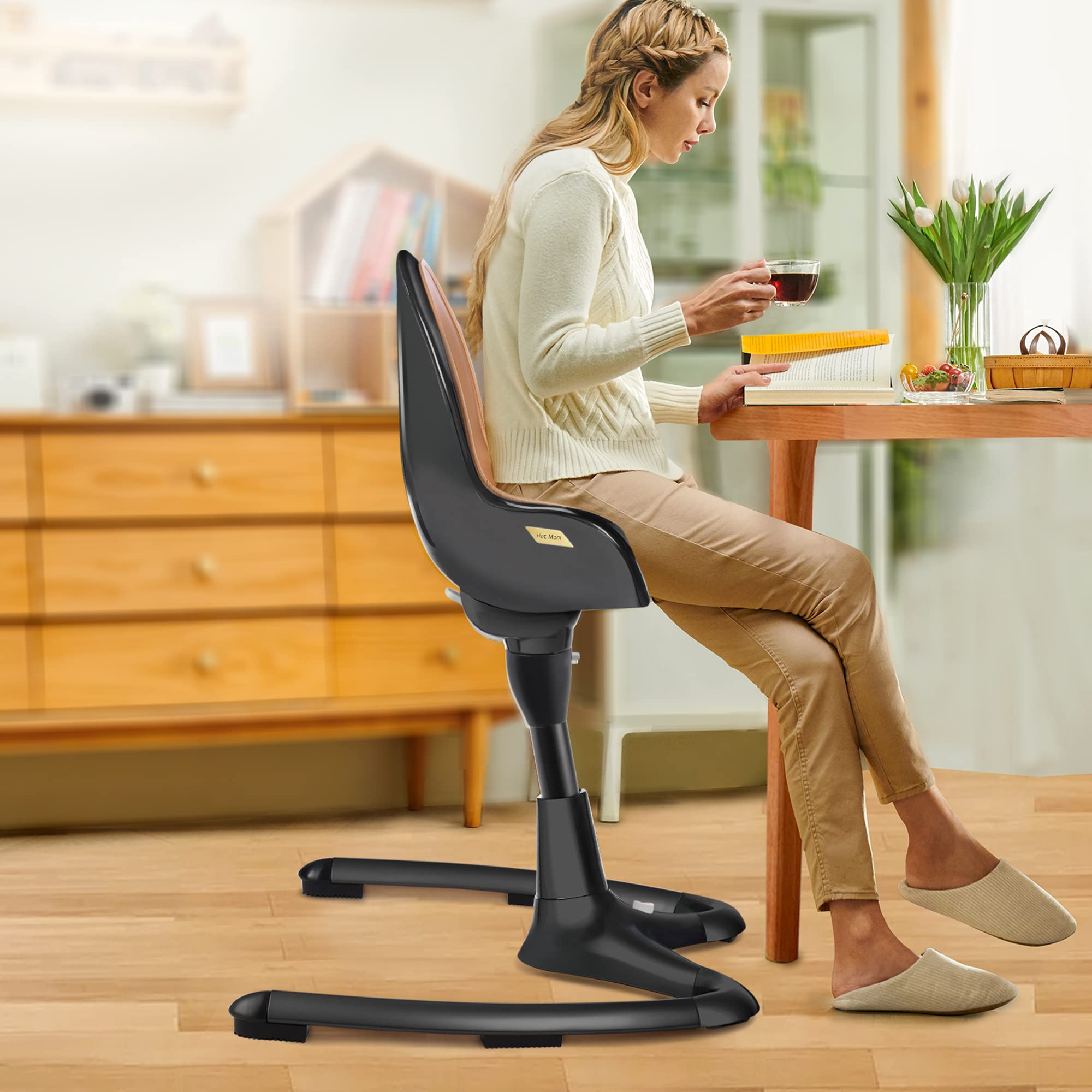 **2024 Adjustable Baby High Chair with Removable Tray & PU Leather Cushion – Convertible for Toddlers, Kids & Adults – Perfect for Feeding, Learning & Playtime**