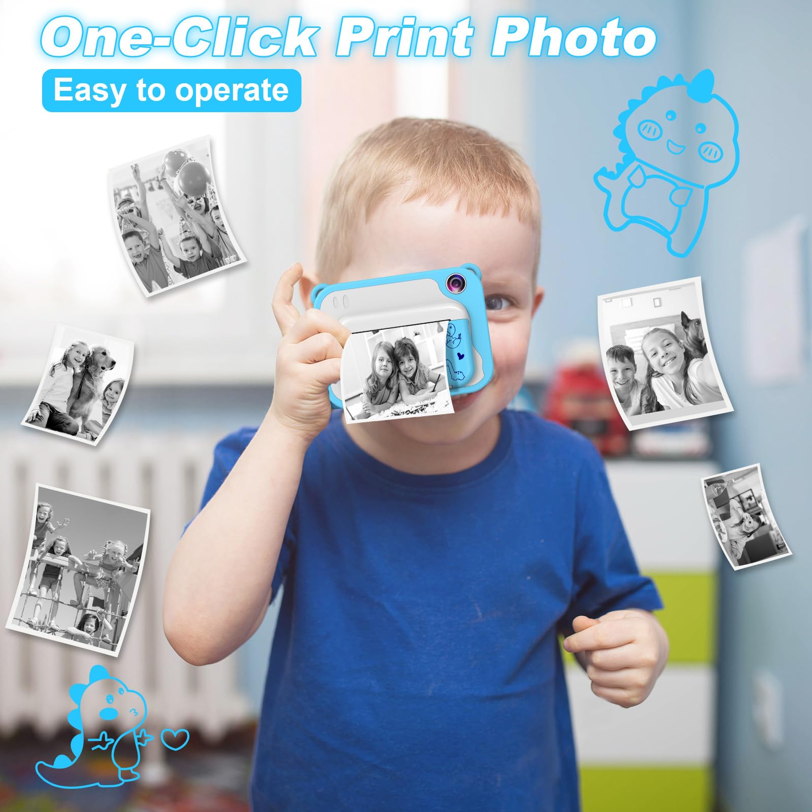 **Kids Digital Camera with Instant Print - 1080P HD Video Camera for Children Ages 3-12, Includes 32GB SD Card - Perfect Easter Birthday Gift for Boys & Girls - Fun for Travel, Parties & Creative Play**