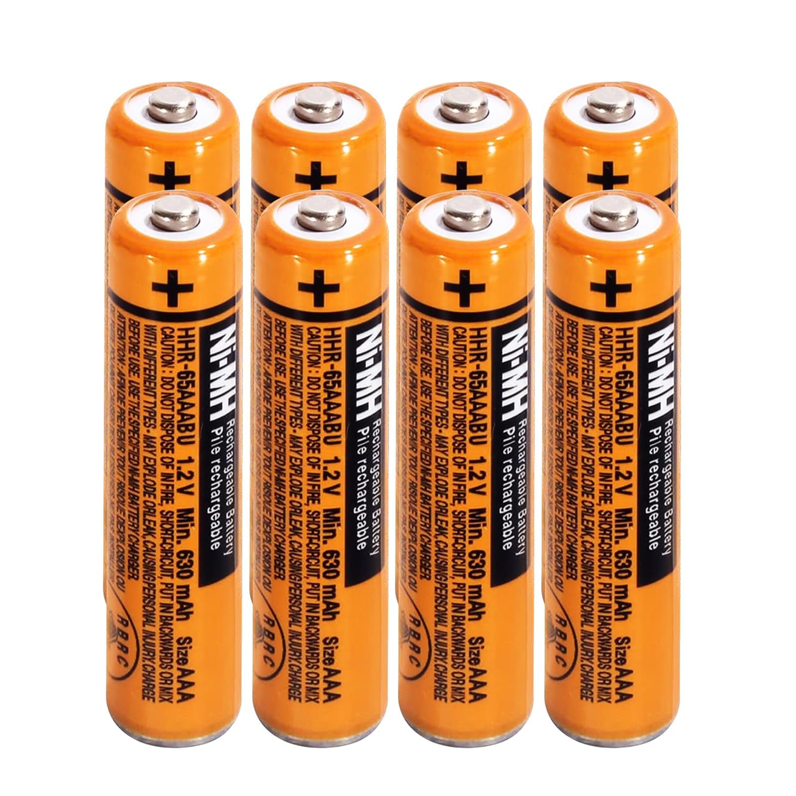 AAA NiMH Rechargeable Batteries 8-Pack - 1.2V 630mAh High Capacity Replacement Batteries for Panasonic Cordless Phones | Long Lasting Power for Home & Office Communication Devices