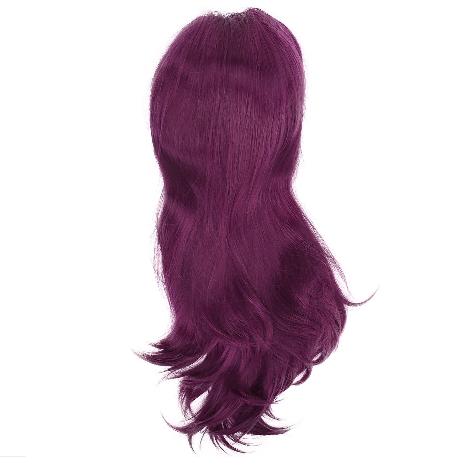 High-Quality Heat Resistant Purple Cosplay Wig - Wavy Synthetic Fiber Wig with Mesh Cap for Anime, Halloween, Costume Parties & Daily Wear