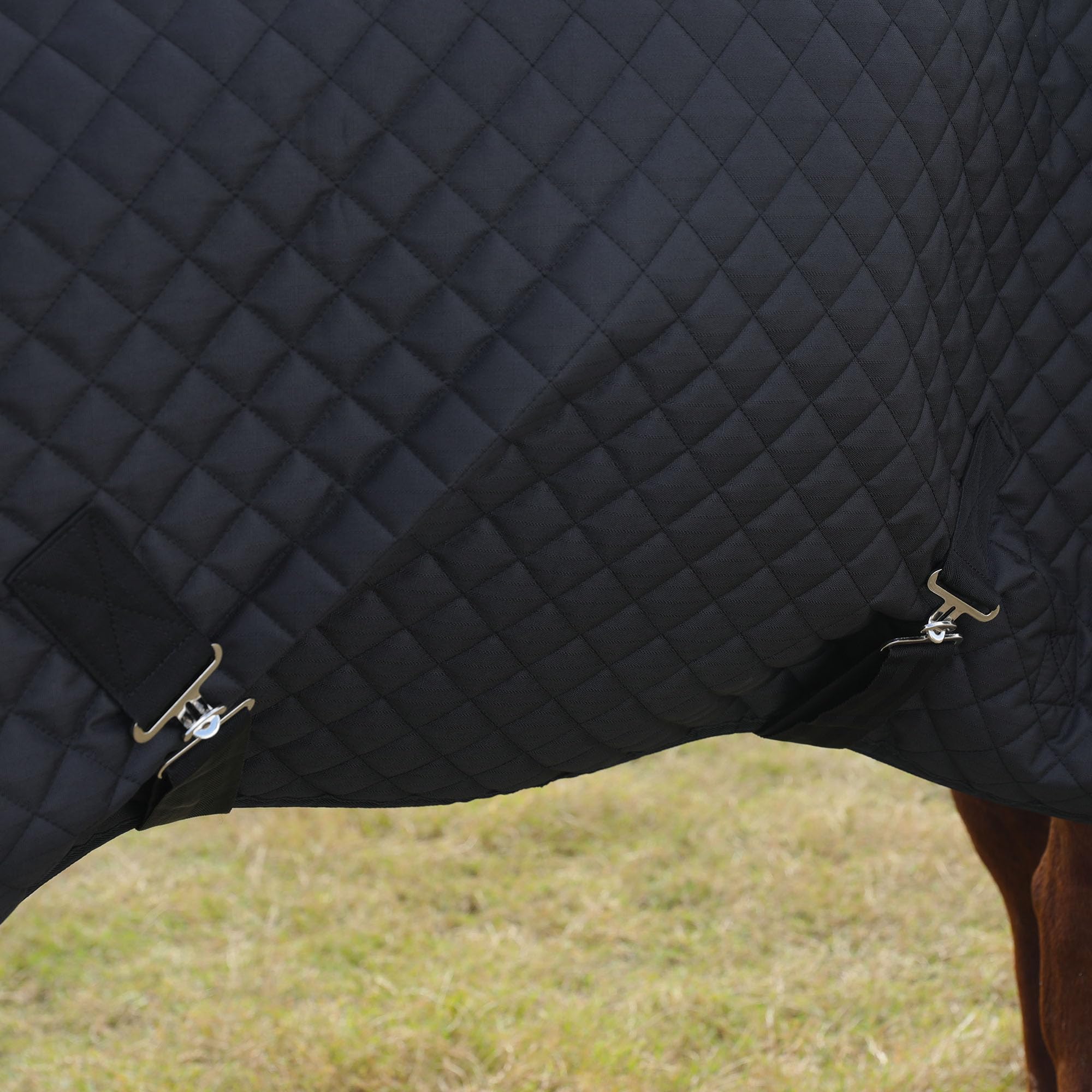HOMBYS 600D Waterproof Winter Horse Blanket Combo - 75 Inch Heavy Duty Turnout Blanket for Real Horses, High Density Quilted Black Horse Sheet - Ideal for Cold Weather Riding, Stable Use & Outdoor Protection