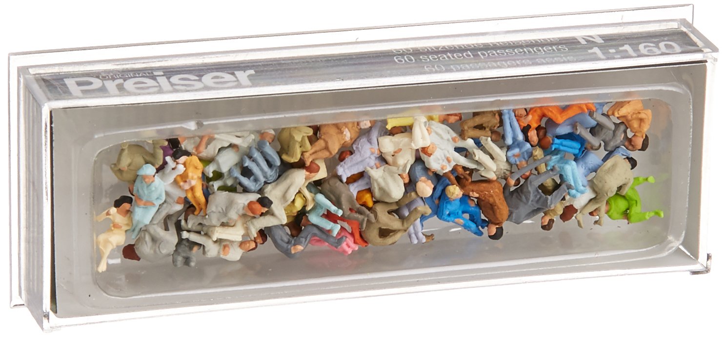 Preiser 79250 Seated Pagers for Cargo 60/N Scale Model Figures - Perfect for Train Layouts, Dioramas & Collectible Displays