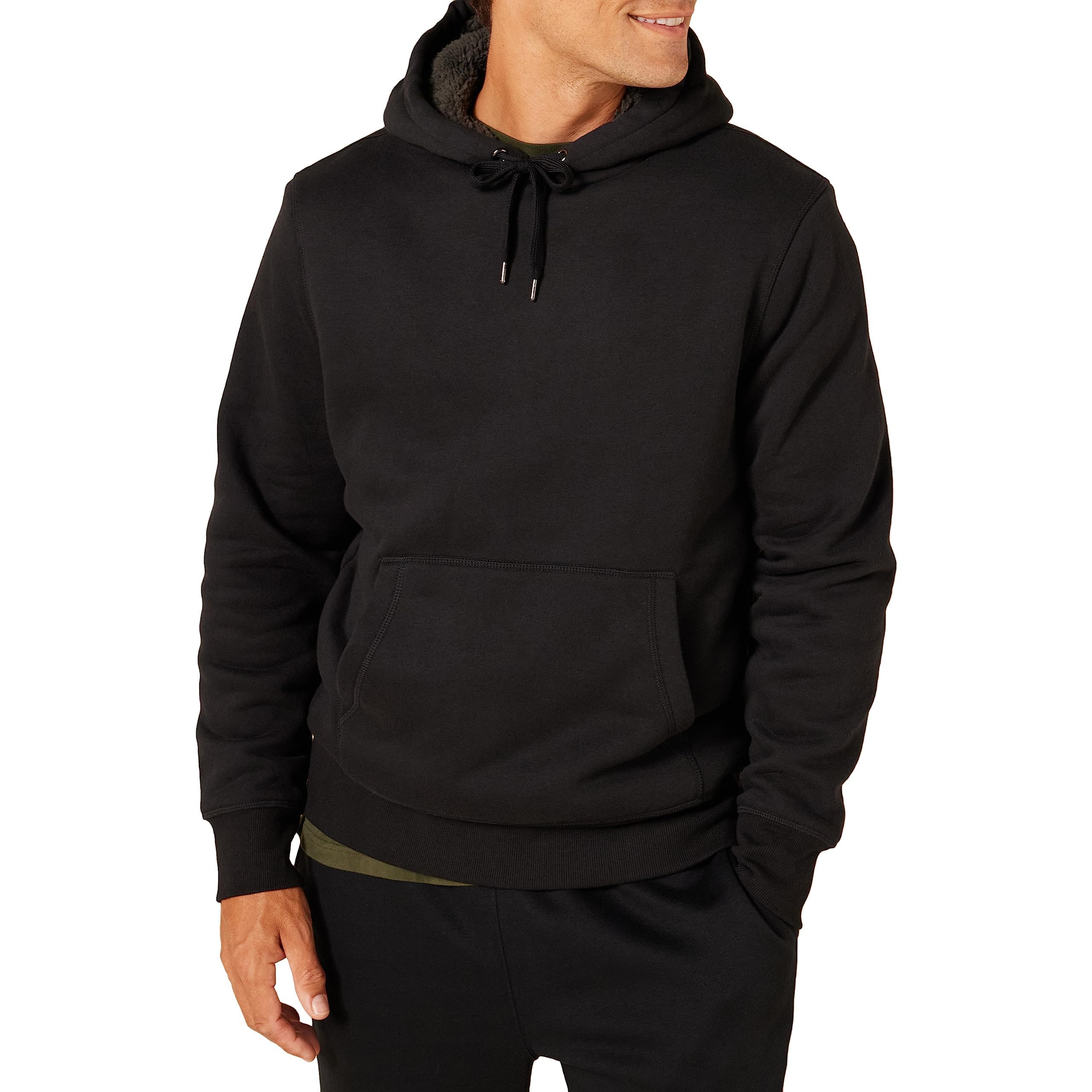 Amazon Essentials Men's Sherpa-Lined Hooded Pullover Sweatshirt - Warm Winter Fleece Hoodie for Outdoor Activities & Casual Wear