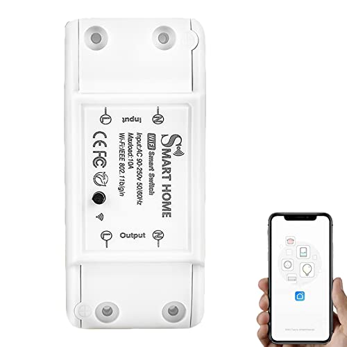 10A WiFi Smart Switch Module - Wireless Light Switch Compatible with Tuya, Alexa, Google Home & Smart Life | DIY Smart Home Automation for Living Room, Bedroom & Office