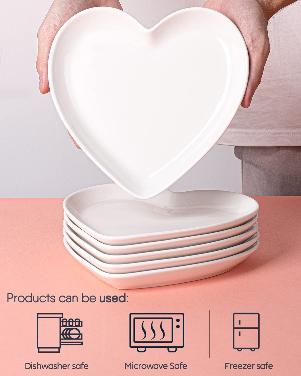 Delling Heart Porcelain Dessert Plates - 7.3 Inch White Appetizer Plates, Set of 12 - Perfect for Salads, Small Dishes, Soy Sauce, and Party Serving - Elegant Tableware for Restaurants, Weddings, and Home Dining