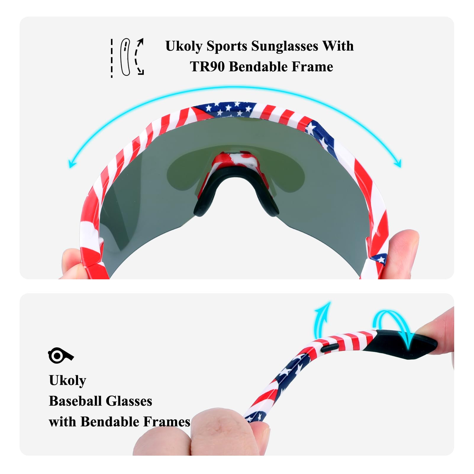 Ukoly Polarized Sports Sunglasses for Men & Women - UV400 Protection, TR90 Frame - Baseball, Running, Cycling, Outdoor Activities - Lightweight & Durable for All-Day Comfort