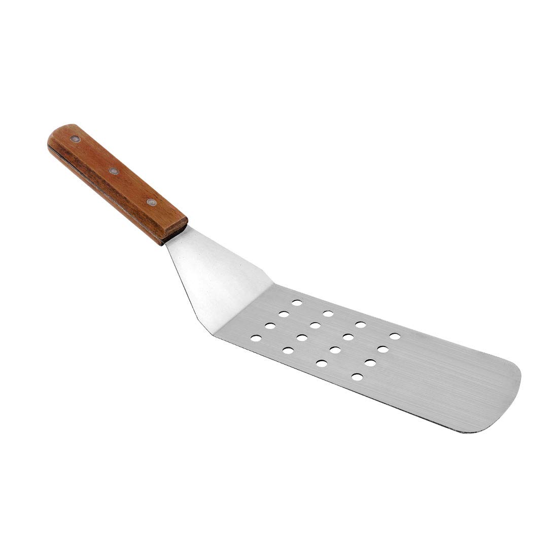 uxcell Stainless Steel Slotted Spatula with Wooden Handle - Offset Cream Frosting Spatula for Cake Baking, Serving & Decorating - Durable Kitchen Tool for Bakers & Pastry Chefs - Perfect for Icing, Frosting, and Cake Decorating
