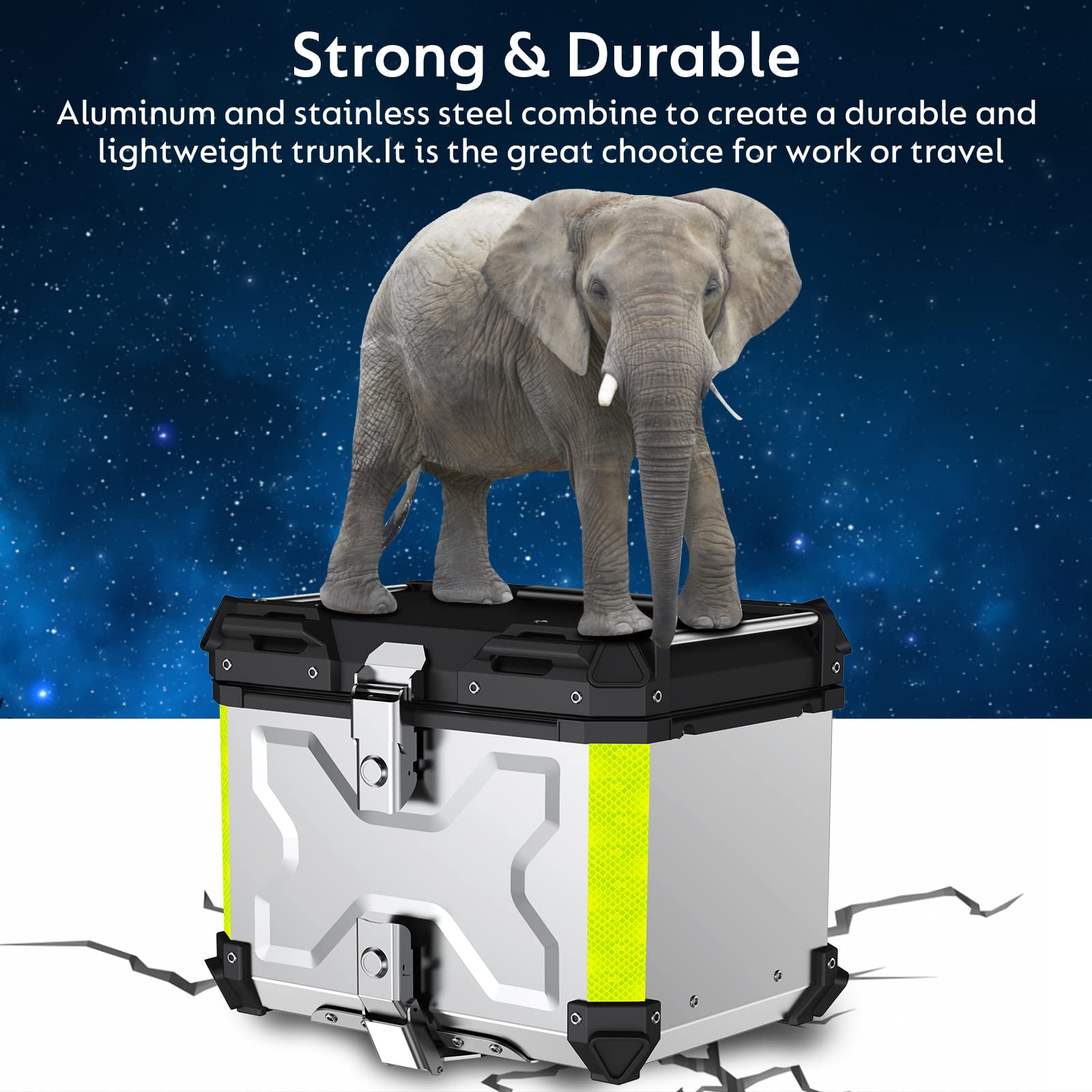 Heavy Duty Aluminum Motorcycle Top Case - Universal Waterproof Motorbike Tail Box Trunk with Security Lock for Helmet & Luggage Storage | Back Cushion Included | Perfect for Touring, Commuting & Long-Distance Riding