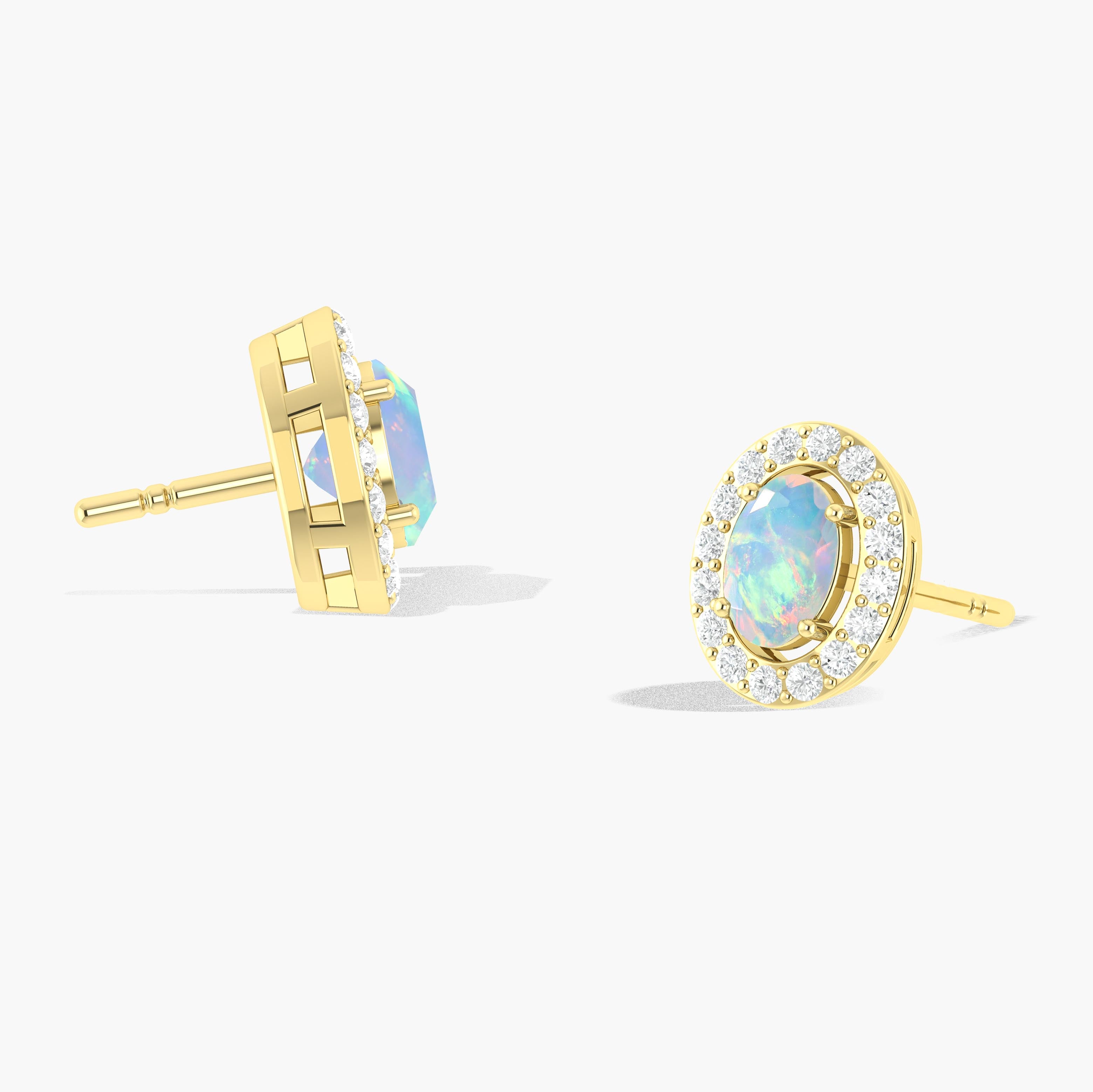 White Opal Gemstone Oval Stud Earrings for Women - Elegant Sterling Silver Jewelry for Everyday Wear & Special Occasions