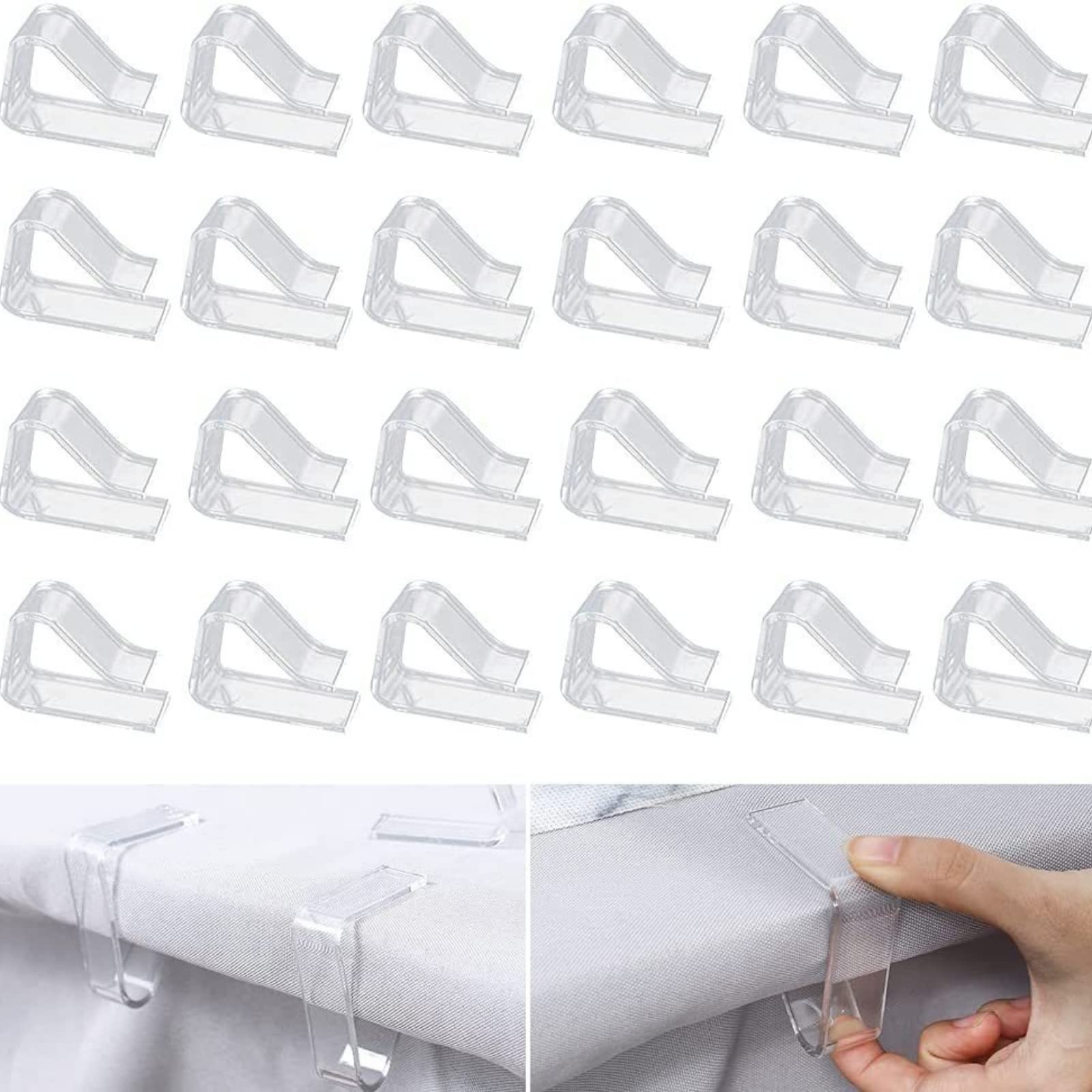 Clear Tablecloth Clips 60 Pack - Transparent Table Cover Holders for Home, Kitchen, Restaurant, Party & Picnic - Fits 3.5-5cm Thickness Tables (Large Size) - Perfect for Outdoor Dining, Wedding Decorations and Event Setup
