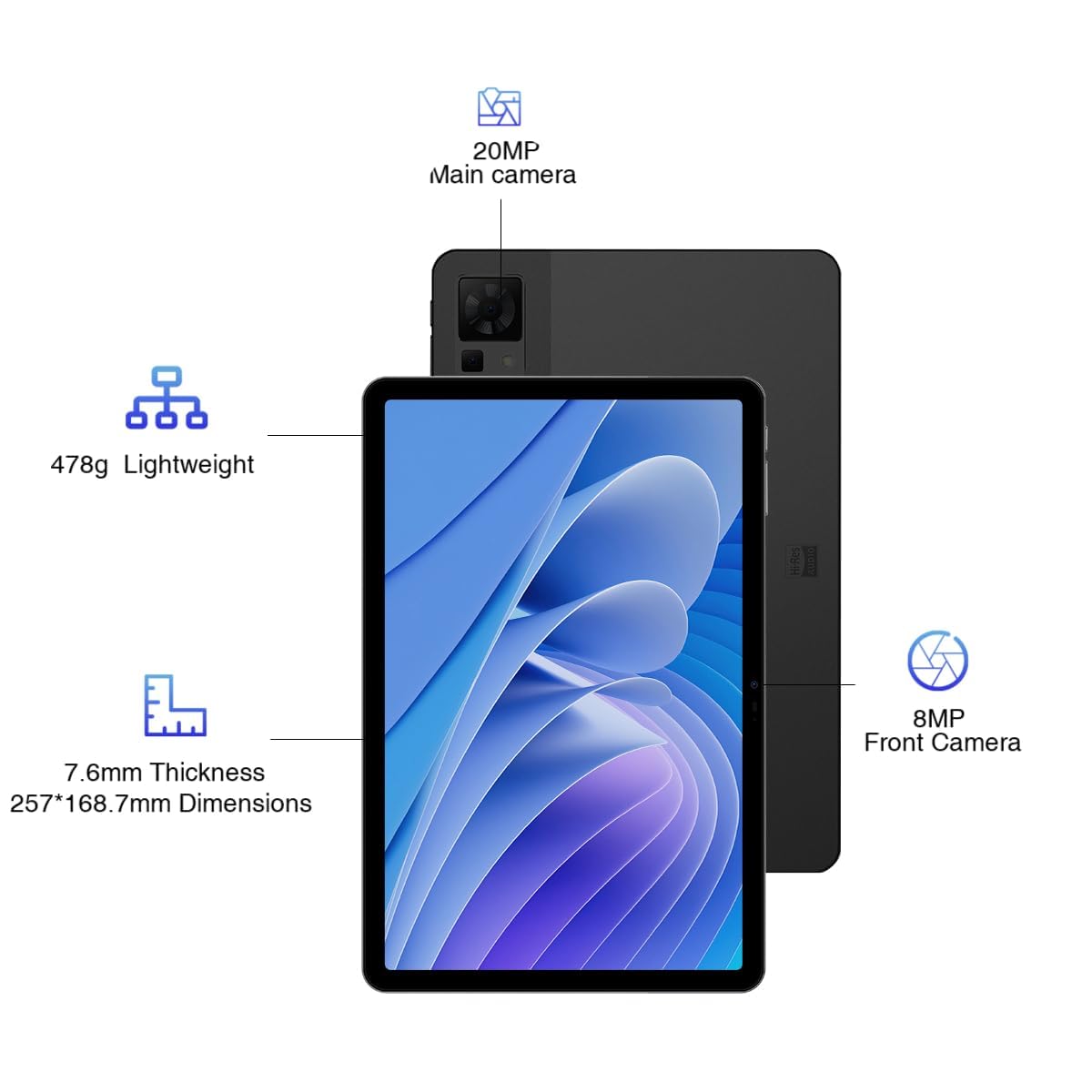 DOOGEE T30 Pro 11 Inch Android Tablet - 15GB RAM 256GB ROM (Expandable to 2TB), 2.5K HD Display, 20MP+8MP Dual Camera, 4G LTE & Dual-Band WiFi, Face Unlock, Bluetooth 5.2, 8580mAh Battery with 33W Fast Charging - Perfect for Work, Study, and Entertainment (Green)