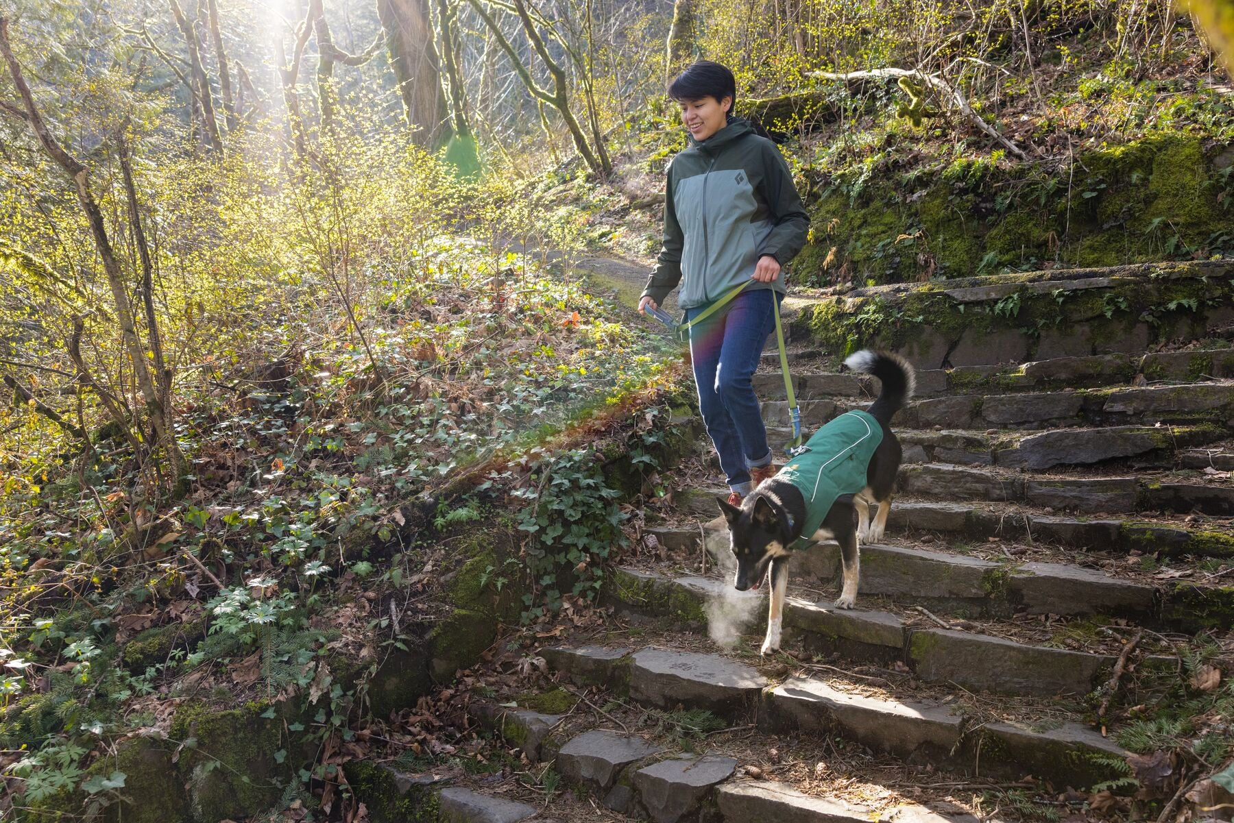 Ruffwear 2-in-1 Overcoat with Built-in Chest Harness in Basalt Gray - Waterproof Dog Jacket for Hiking & Winter Outdoor Adventures