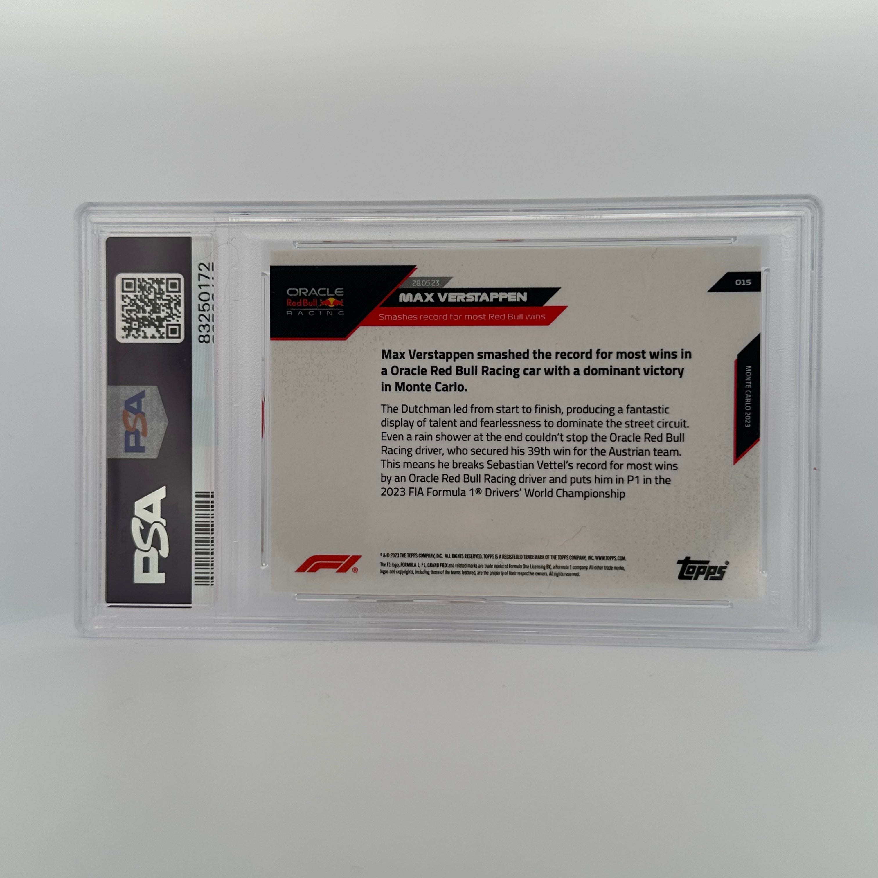 PSA 10 Graded 2001 Max Verstappen #15 Blue Rookie Card - Perfect for F1 Collectors & Racing Memorabilia Displays