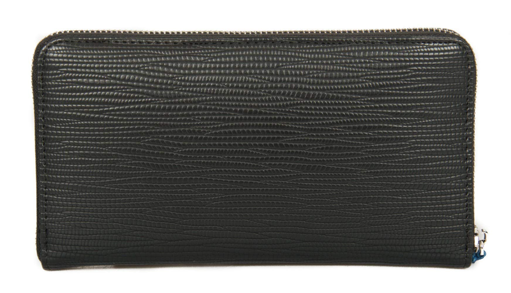Trussardi Women's Black Saffiano Leather Zip Around Wallet with 3 Pockets - 20.5x11x2.5cm - One Size (Model JEANS 75W00180 T-TOTE) | Perfect for Everyday Use, Travel & Gift Giving