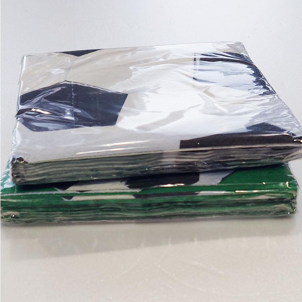 Goal Getter Beverage Napkins - 5 Inch Pack of 36 - Green, Black & White Tri-Color Paper Napkins for Parties, Graduations & Achievements - Perfect for Sports Events, Office Celebrations & Birthday Parties