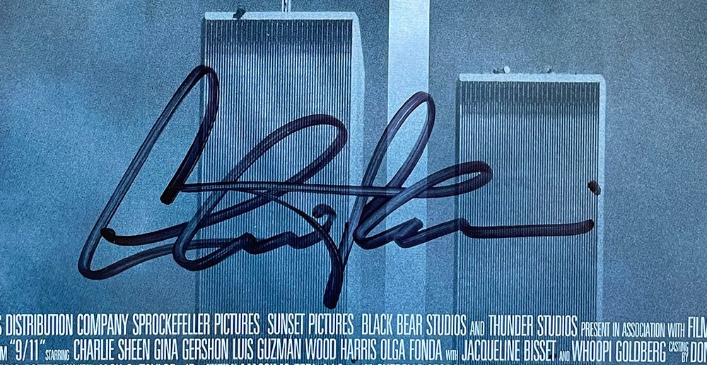 Charlie Sheen Autographed 11x17 Movie Poster - 9/11 Film Memorabilia with JSA Certificate - Perfect for Collectors, Movie Fans & Home Theater Decor