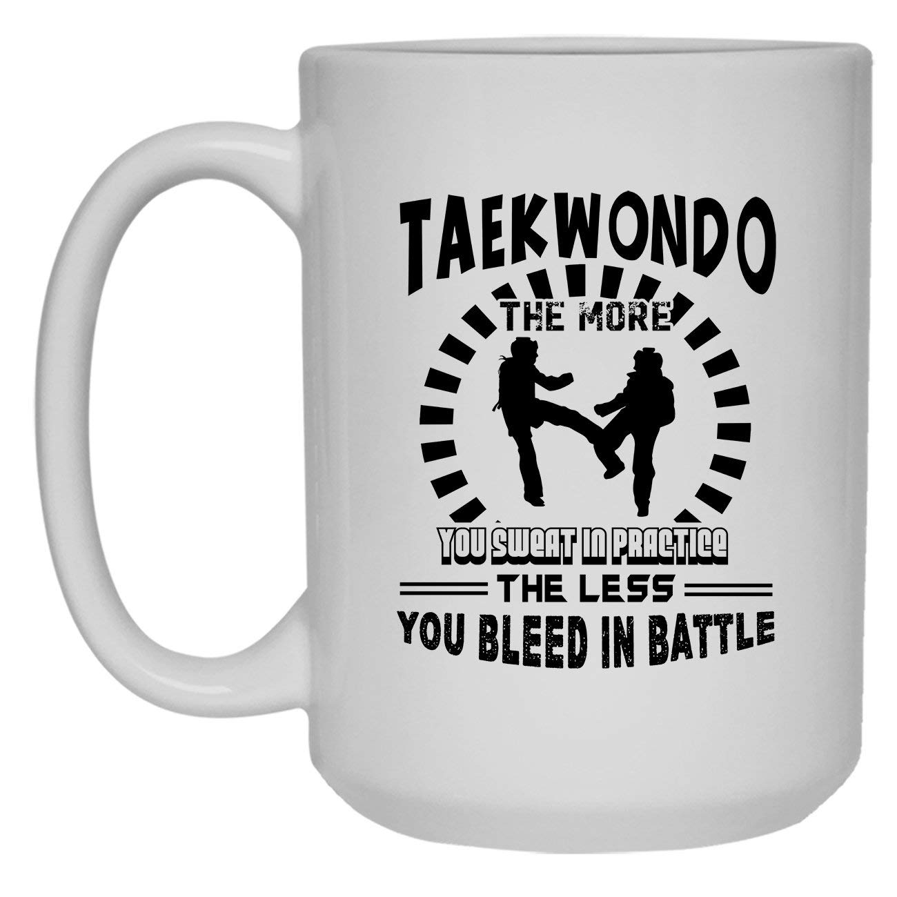 15 oz Taekwondo Coffee Mug - White Ceramic Tea Cup for Martial Arts Training & Practice - Perfect for Dojo, Gym & Home Use