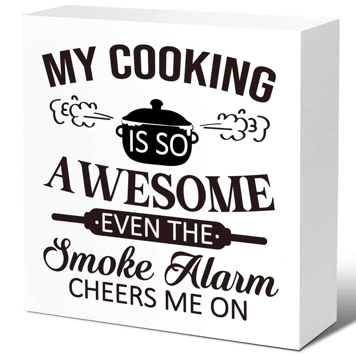Funny Kitchen Wooden Block Sign - Retro Satire & Irony Decor for Home, Dining Room & Tabletop - Perfect Gift for Cooking Enthusiasts (V666) - Ideal for Farmhouse Kitchens, Coffee Bars & Housewarming Gifts