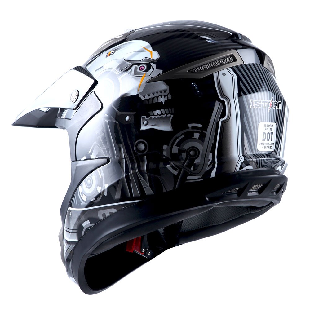 1Storm Adult Motocross Helmet - Carbon Fiber Off-Road MX BMX ATV Dirt Bike Helmet (HGXP14B Black) - Lightweight & Durable for Racing, Trail Riding & Extreme Sports