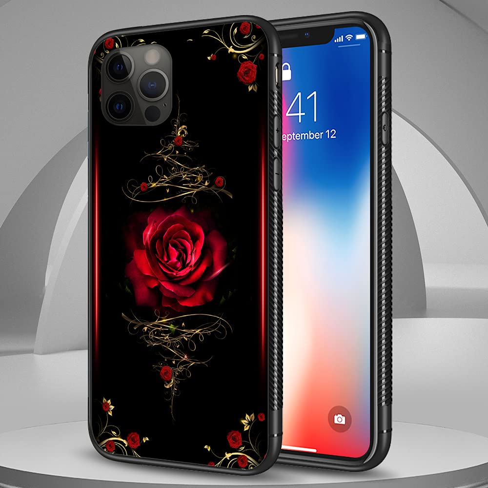 iPhone 11 Pro Max Case - Spiritual Rose Pattern Design, Hard PC Back with Soft TPU Bumper, Non-Slip Protective Cover for Women (6.5 Inch) - Perfect for Daily Use, Work & Travel