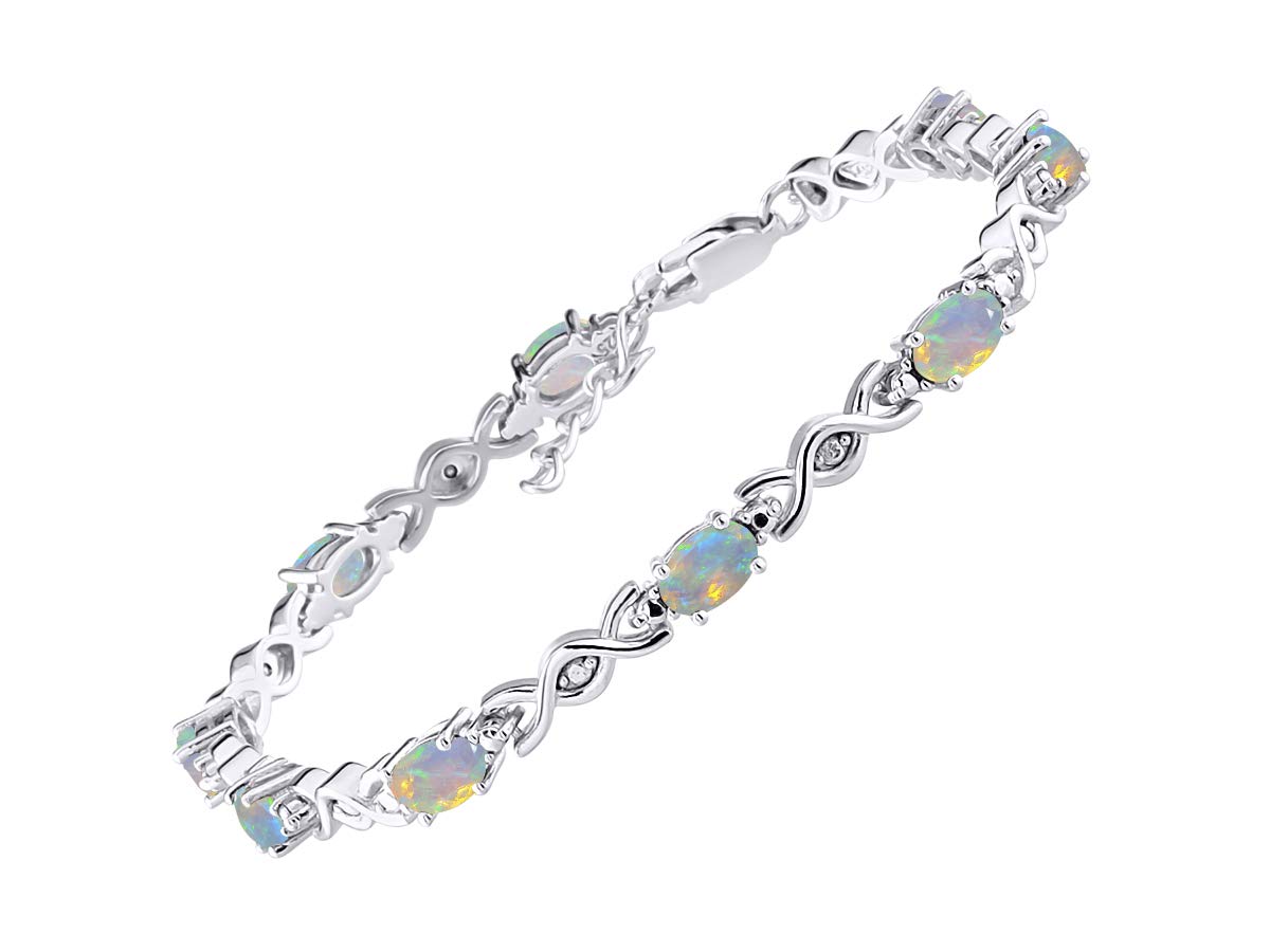 Rylos 925 Sterling Silver XOXO Hugs & Kisses Tennis Bracelet for Women - Adjustable 7