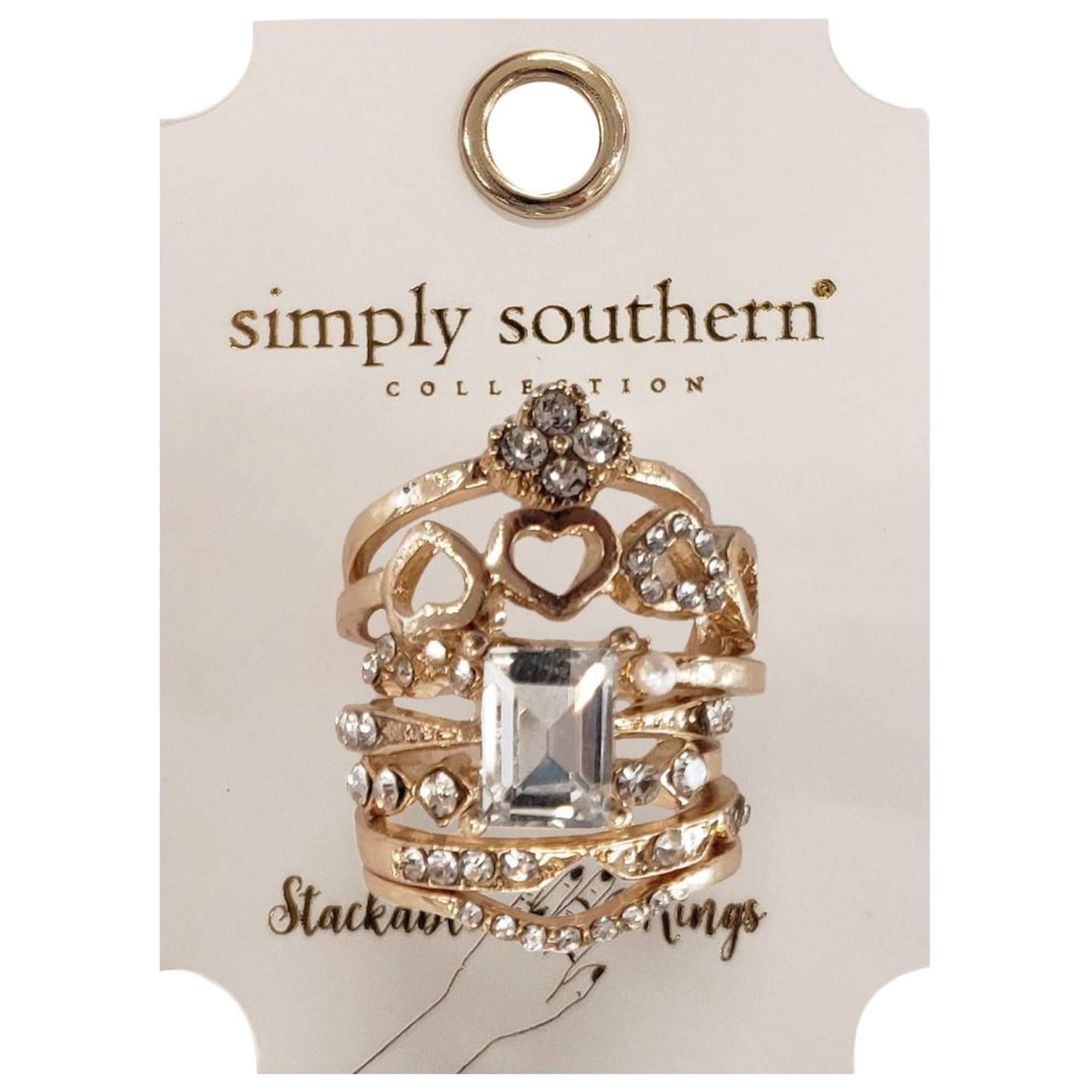 Simply Southern Gold Color Sparkle Ring Set for Women - Elegant Stackable Rings for Everyday Wear, Party & Special Occasions