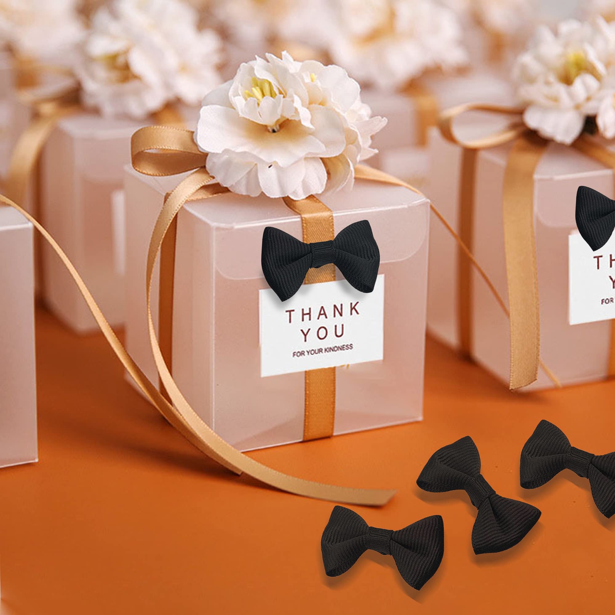 SKYPIA 30-Piece Black Satin Ribbon Mini Bow Ties - Mixed Size Decorative Bows for Wedding Decor, Gift Wrapping, Hair Accessories & DIY Crafts