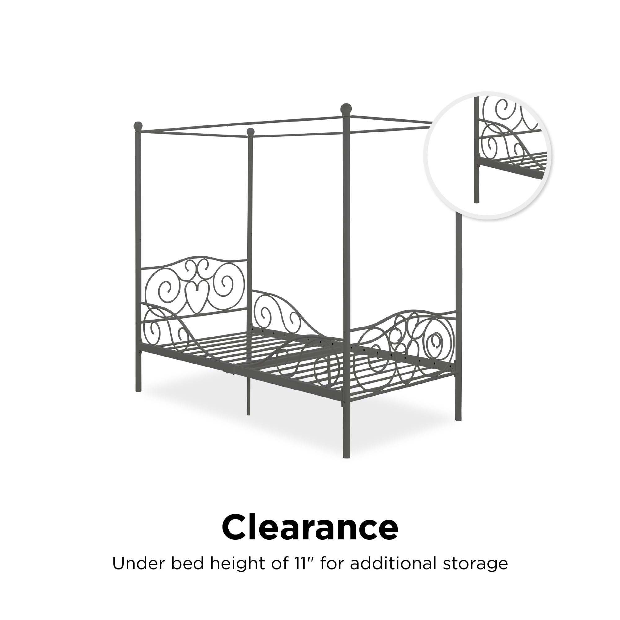 DHP 4020959 Heavy Duty Metal Twin Bed Frame in Pewter - Perfect for Kids Rooms, Guest Bedrooms & Small Spaces