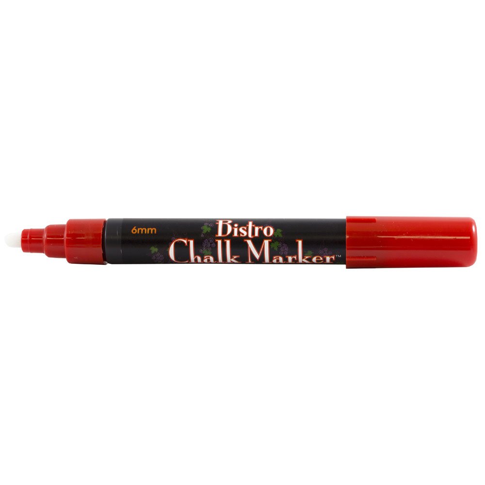 JAM Paper Dustless Erasable Chalk Markers - Broad Tip Liquid Chalk Markers for Whiteboards, Glass & Chalkboards - Vibrant Red - Single Marker for Teachers, Restaurants & DIY Projects