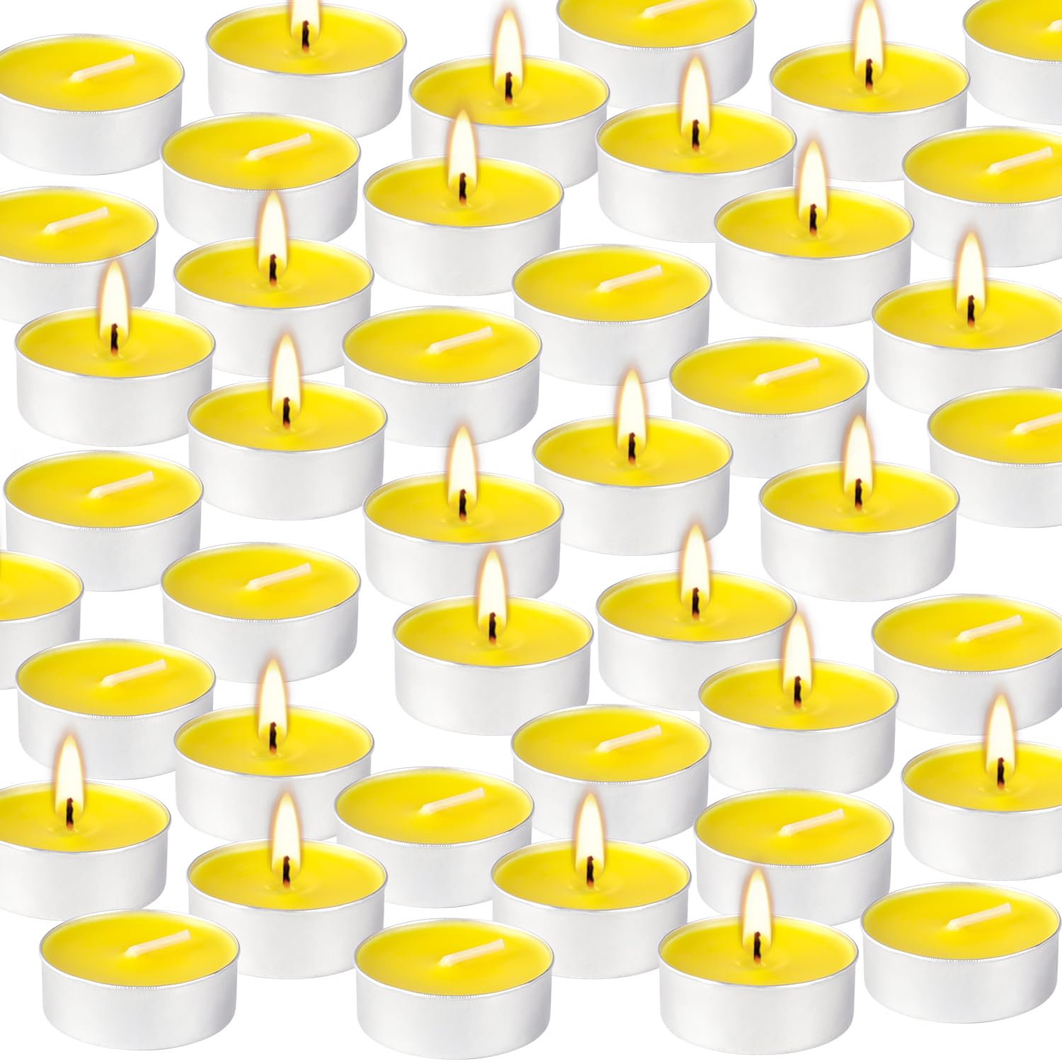 100-Pack Lemon Scented Tealight Candles - 4-Hour Burn Time, Aromatherapy Votive Candles for Home, Wedding, Holiday & Emergency Use - Yellow (Perfect for Relaxation, Meditation & Decor)