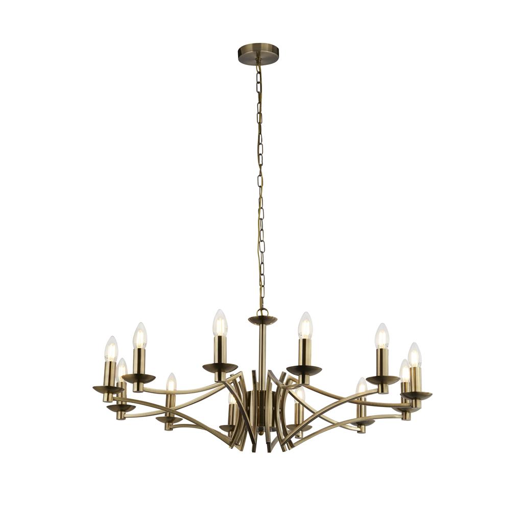 6/8 Light Ascot Multi-Arm Pendant Light Fixture in Antique Brass & Chrome Finish - Perfect for Dining Room, Kitchen Island, or Entryway Lighting