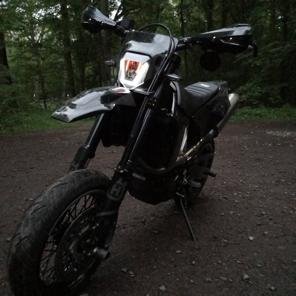 HUSQVARNA 300TE Motorcycle LED Headlight Assembly with Amber DRL - High Visibility Replacement for Off-Road & Night Riding