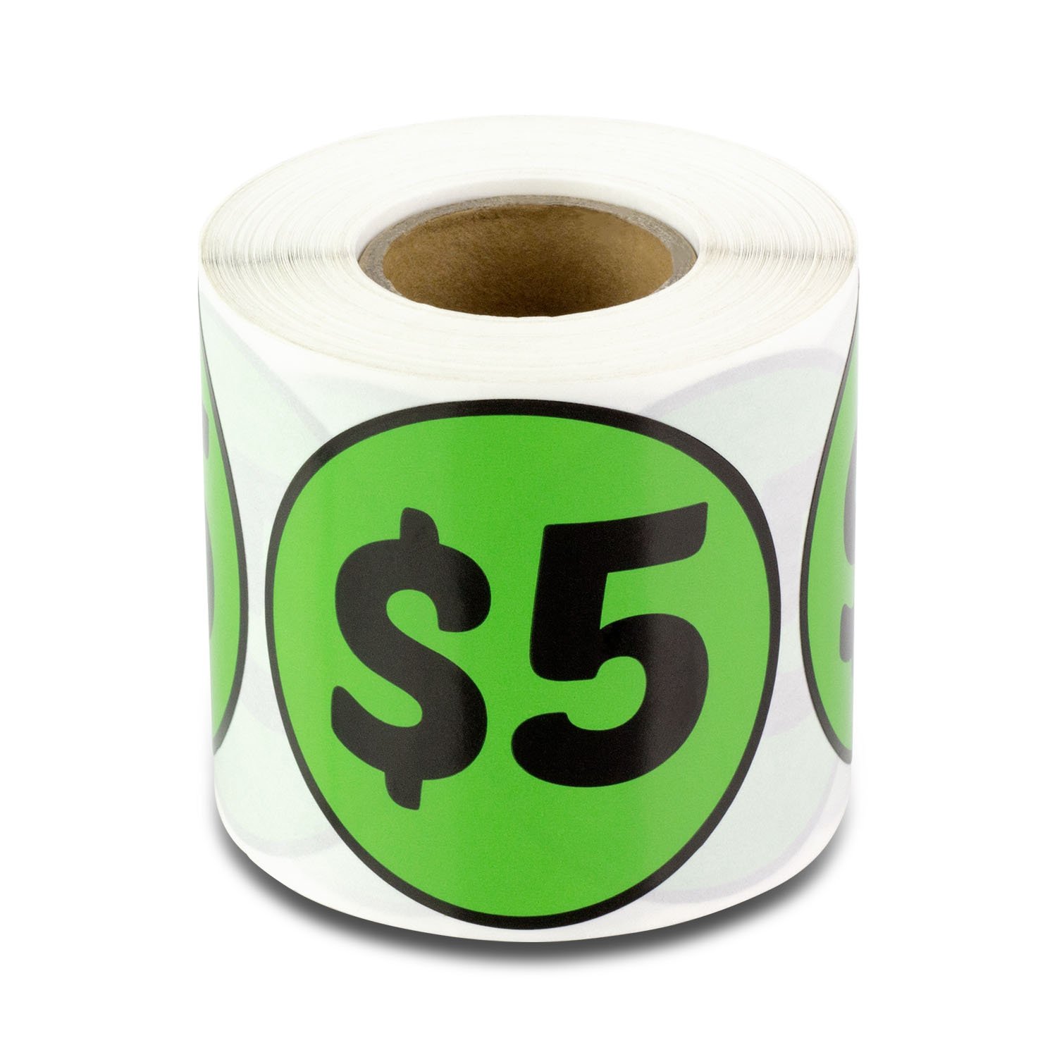 5 Dollar Price Stickers - 2 Inch Green Circle Dot Labels (300 Pack) - Perfect for Garage Sales, Yard Sales, Retail Stores & Pricing Organization
