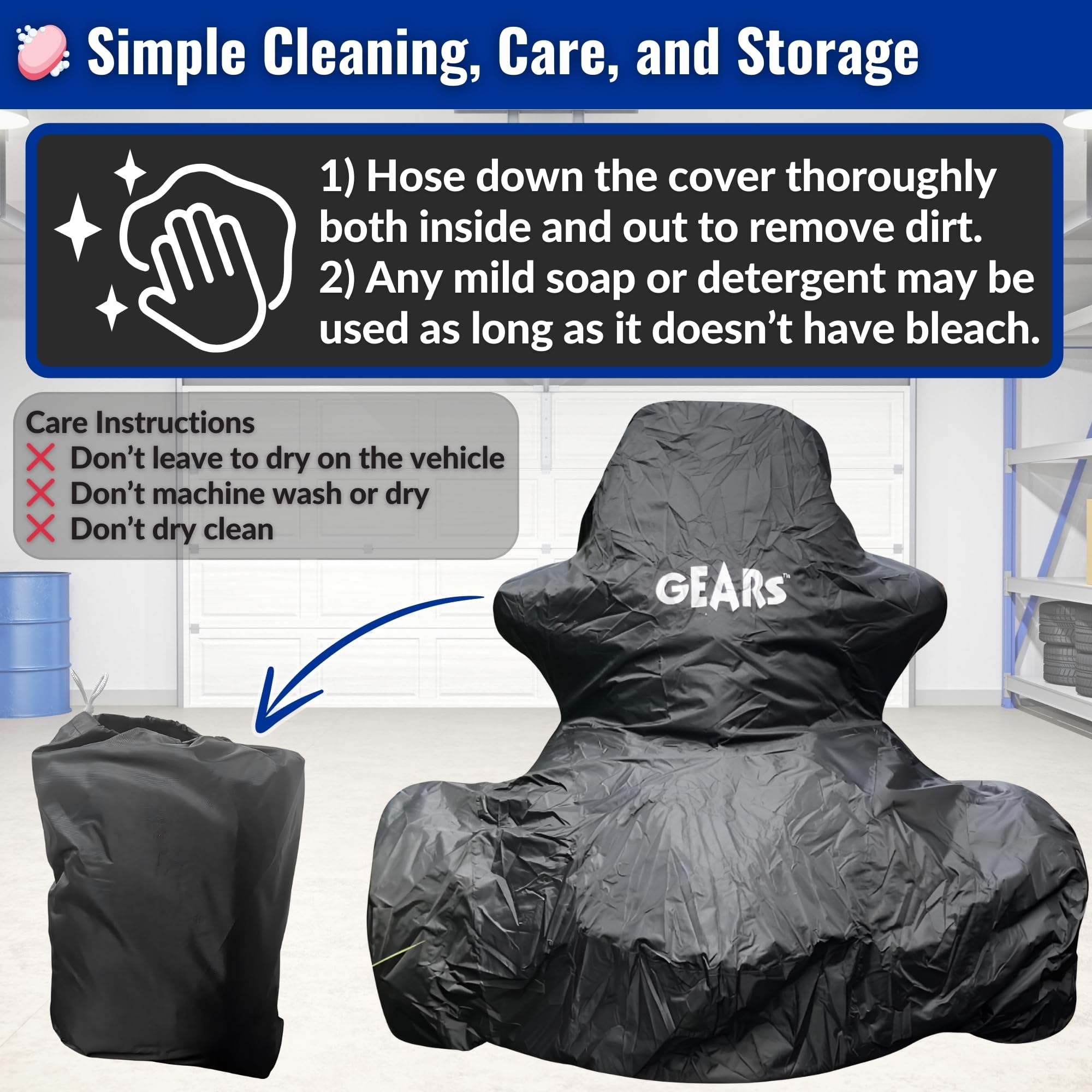 GEARS Waterproof 3-Wheel Motorcycle Cover for Can-Am Spyder RT & RT Limited (Fits 2019 & Older Models) - Includes Storage Bag - All-Weather Protection for Indoor/Outdoor Use - Ideal for Garage, Travel & Long-Term Storage