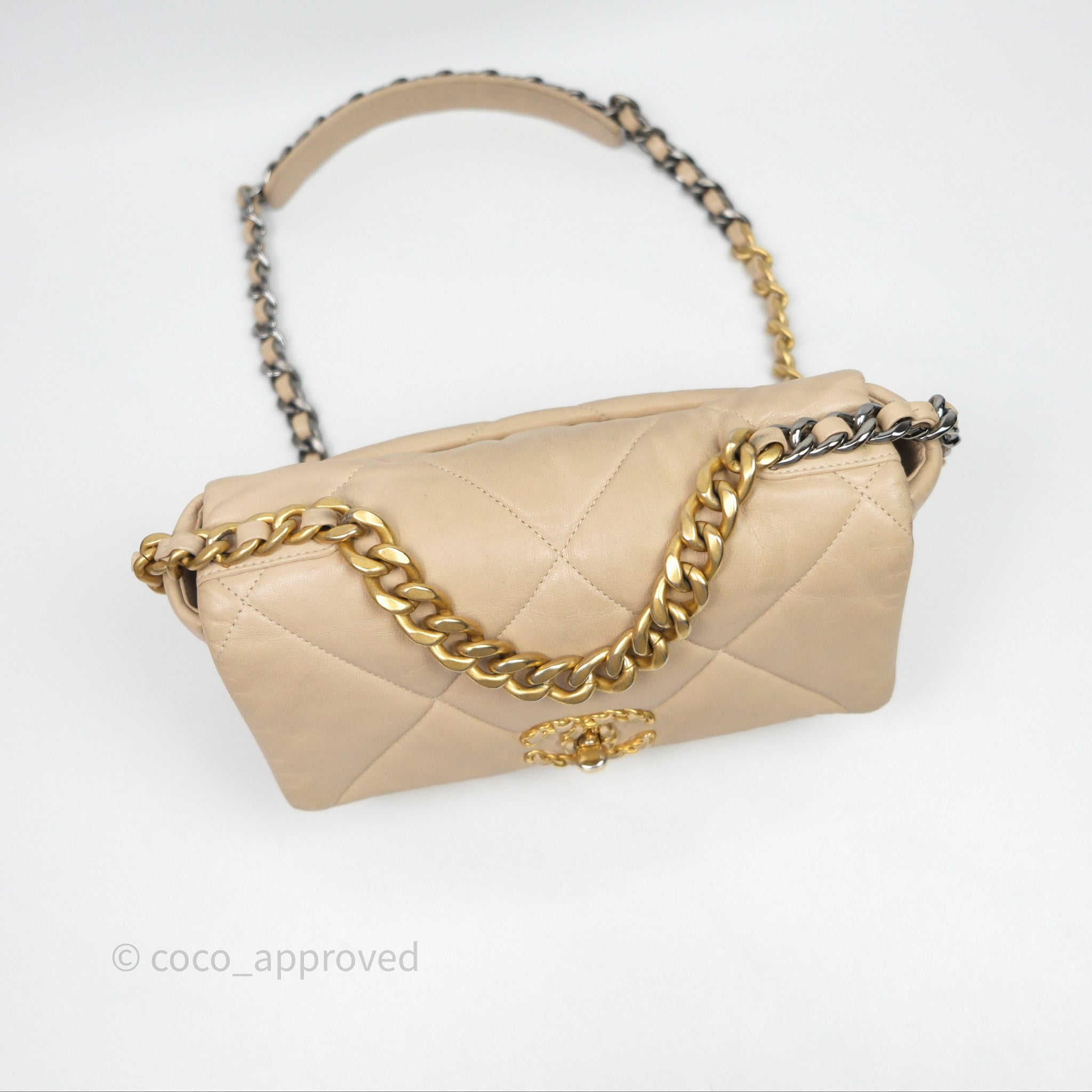 Chanel 19 Small Beige Mixed Hardware Flap Bag - Luxury Designer Handbag for Women | Perfect for Everyday Use, Work & Special Occasions