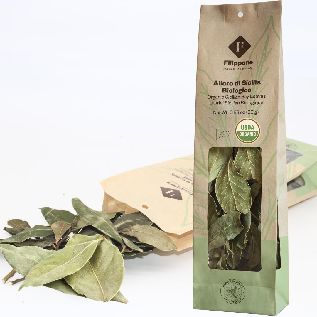 Organic Bay Leaves on Stem - Sicilian USDA Certified (25g/0.88oz) | Premium Culinary Herb for Soups, Stews & Mediterranean Cooking