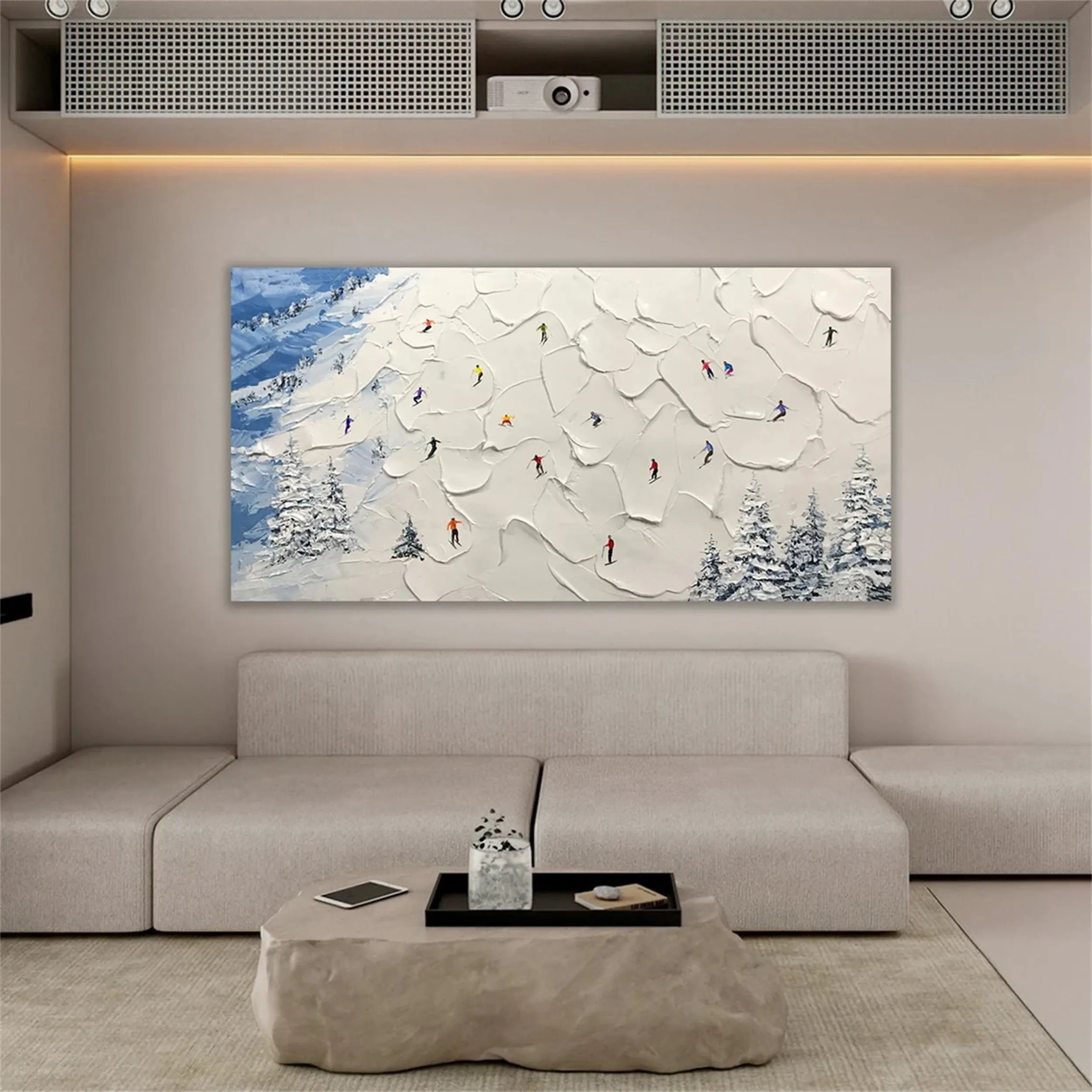 Premium Skiing Sport Art Textured Canvas Painting - Winter Sports Wall Decor for Home & Office (Style #MM214)