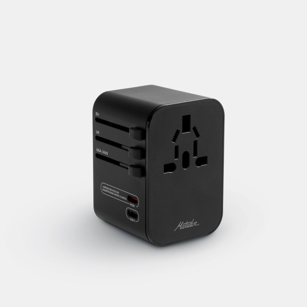 Matador Global Travel Adapter - Universal All-in-One International Power Plug Converter for USA, Europe, Asia - Perfect for Business Trips, Vacations & Digital Nomads