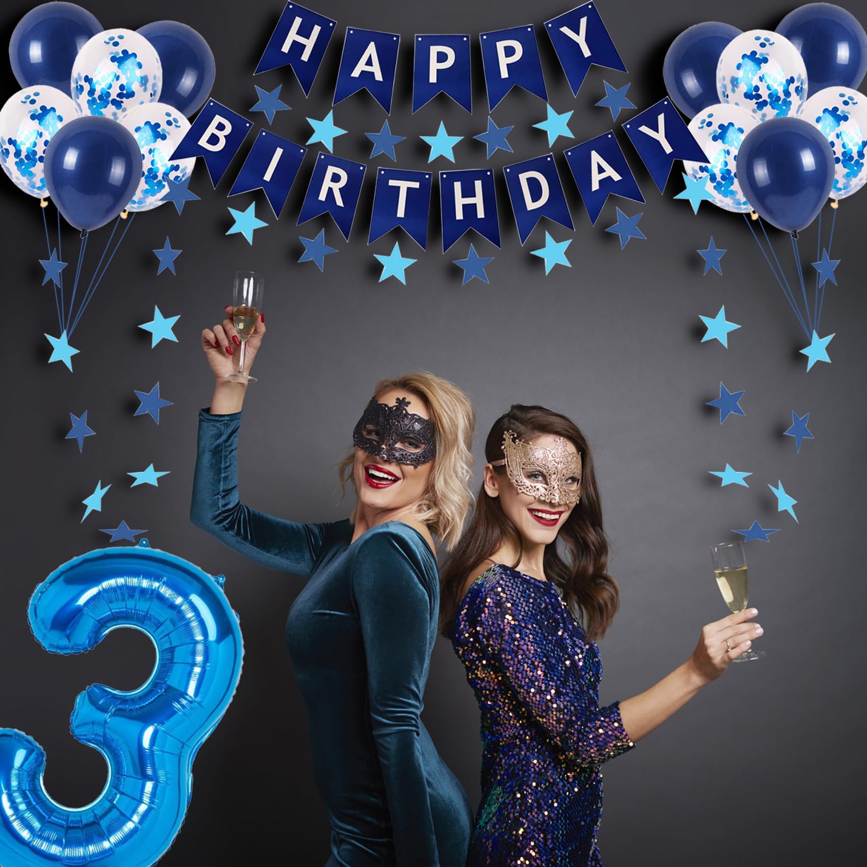 10th Birthday Party Decorations Set - Blue Happy Birthday Balloons, Banner & Number 10 Balloons for Boys, Girls, Men & Women | Perfect for 10th Anniversary Celebrations, Milestone Parties & Decorative Photo Backdrops