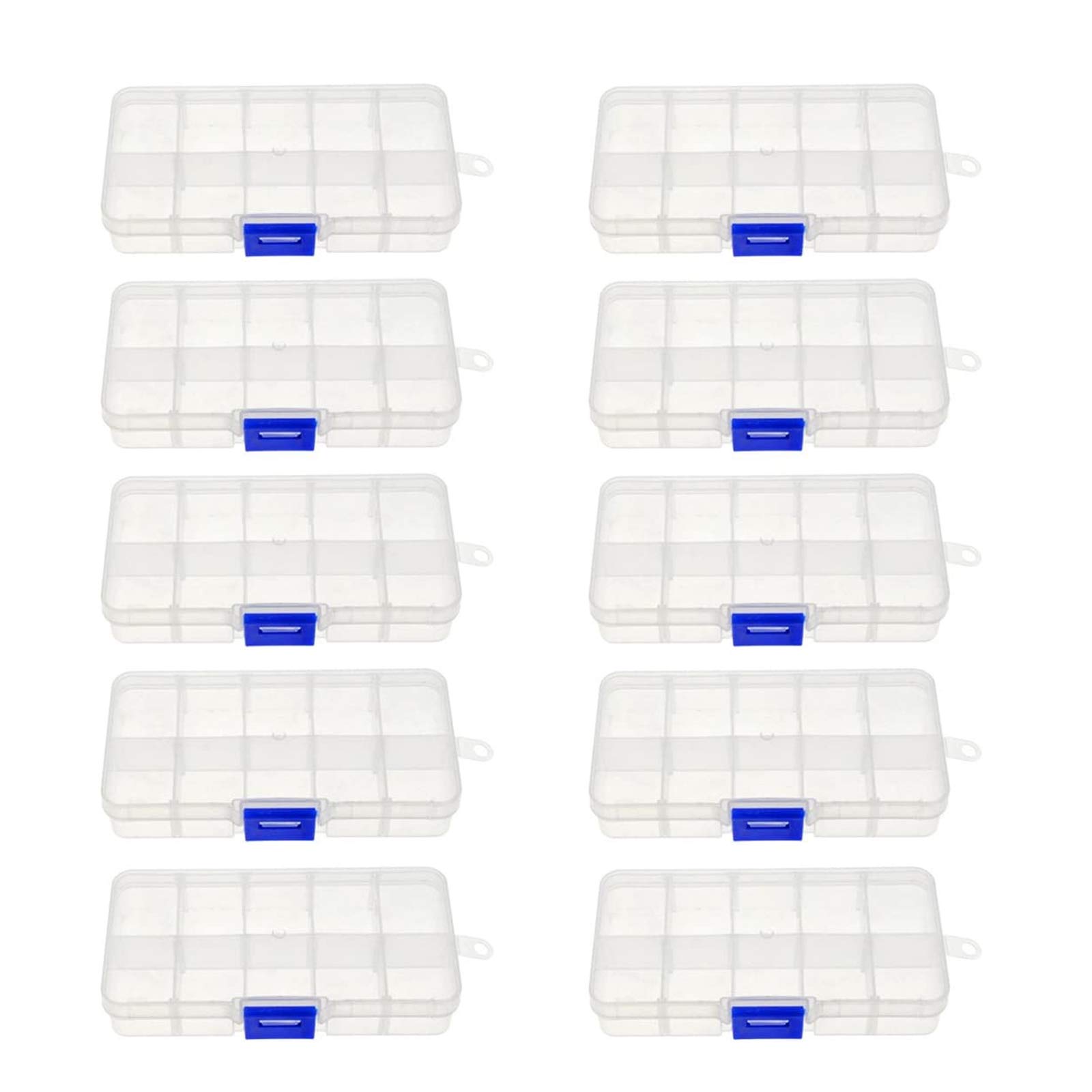 10-Pack Clear Plastic Storage Box with Adjustable Dividers - 5 x 2.5 Inch Craft Organizer for Jewelry, Beads & Small Parts | Perfect for DIY Crafts, Fishing Tackle & Office Supplies Organization