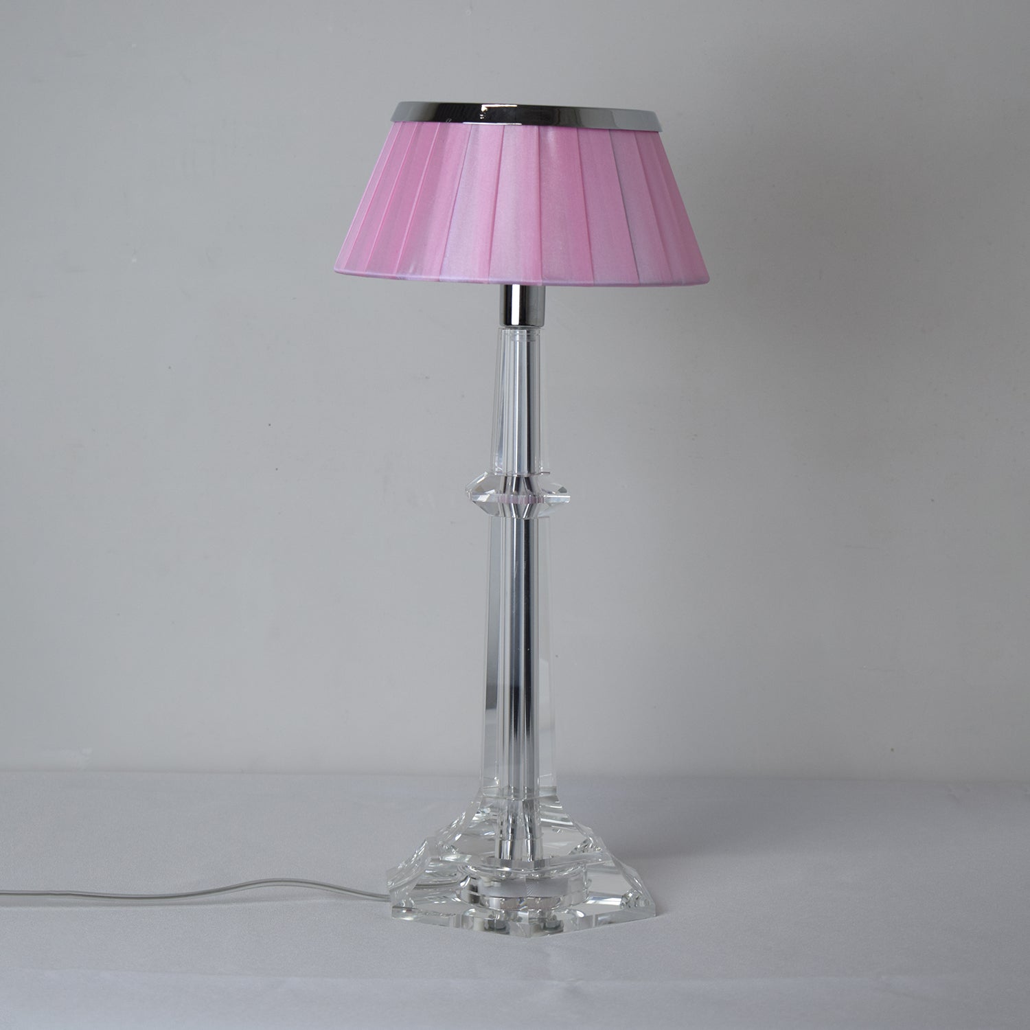 Chrome & Clear & Pink lampshade
