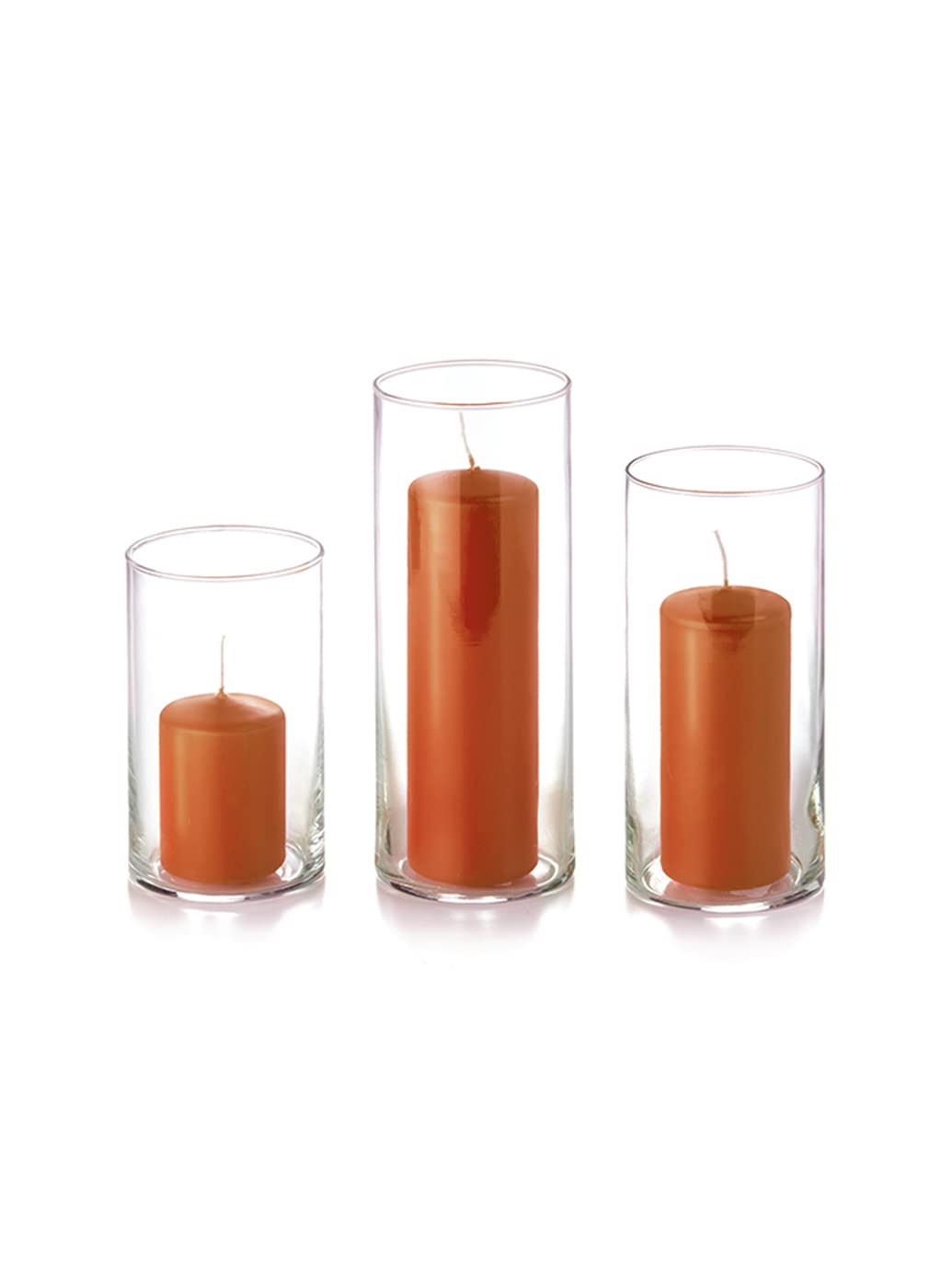 Yummi Set of 36 Slim Pillars and Cylinder Vases in Sienna - Elegant Wedding Centerpieces, Home Decor & Event Table Displays