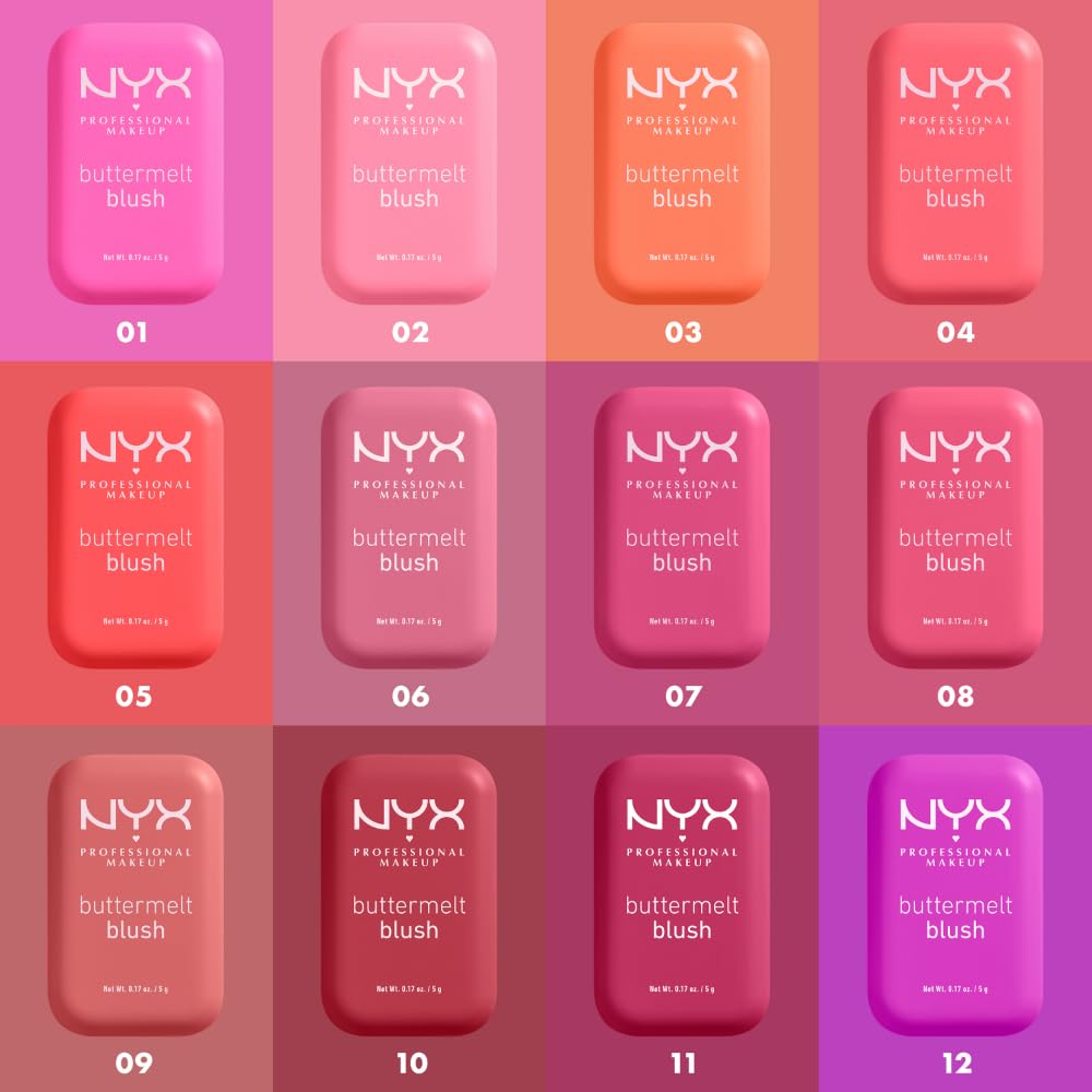 NYX Professional Makeup Buttermelt Powder Blush - Long-Lasting 12HR Fade & Transfer-Resistant Vegan Blush for Natural Flush | Perfect for Everyday Wear, Date Night & Special Occasions