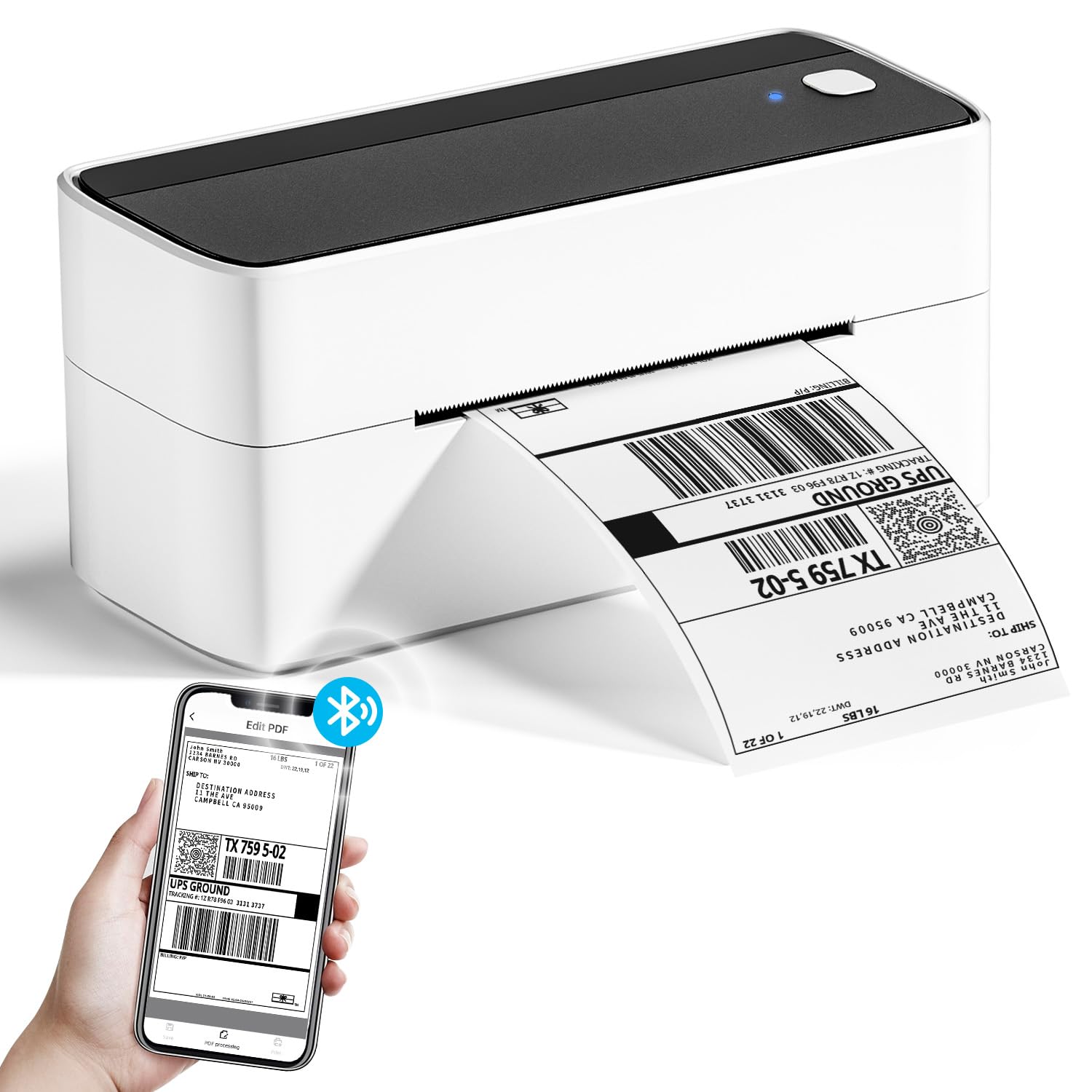 Phomemo PM241BT 4x6 Bluetooth Thermal Label Printer for Shipping, Barcode, Amazon, DHL, FedEx, UPS - Wireless Label Maker for Home Office, Small Business & E-commerce Packaging