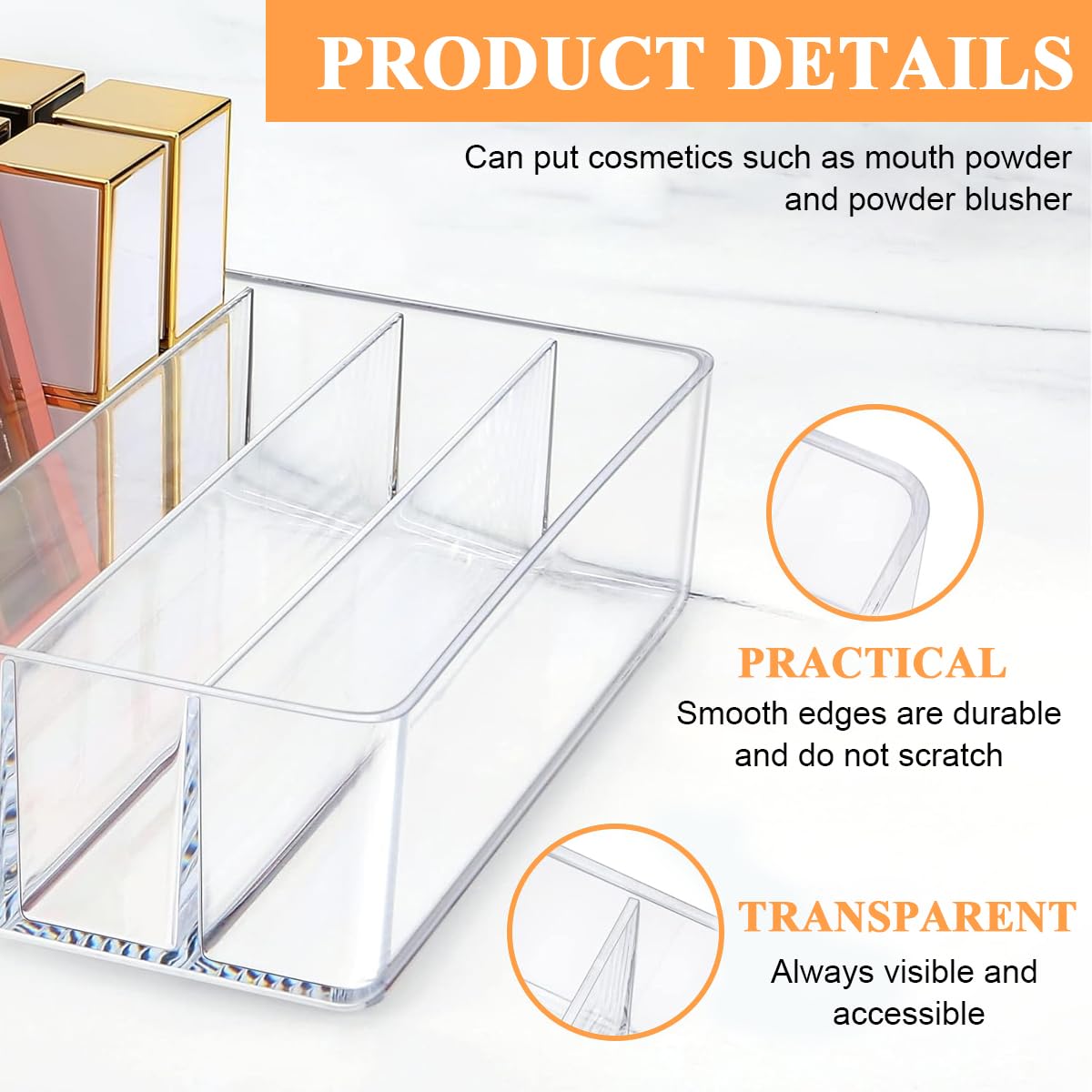 MAYCREATE® 7-Section Clear Acrylic Makeup Organizer - Cosmetic Storage for Vanity, Drawer & Bathroom | Perfect for Lipsticks, Brushes & Skincare Products Organization
