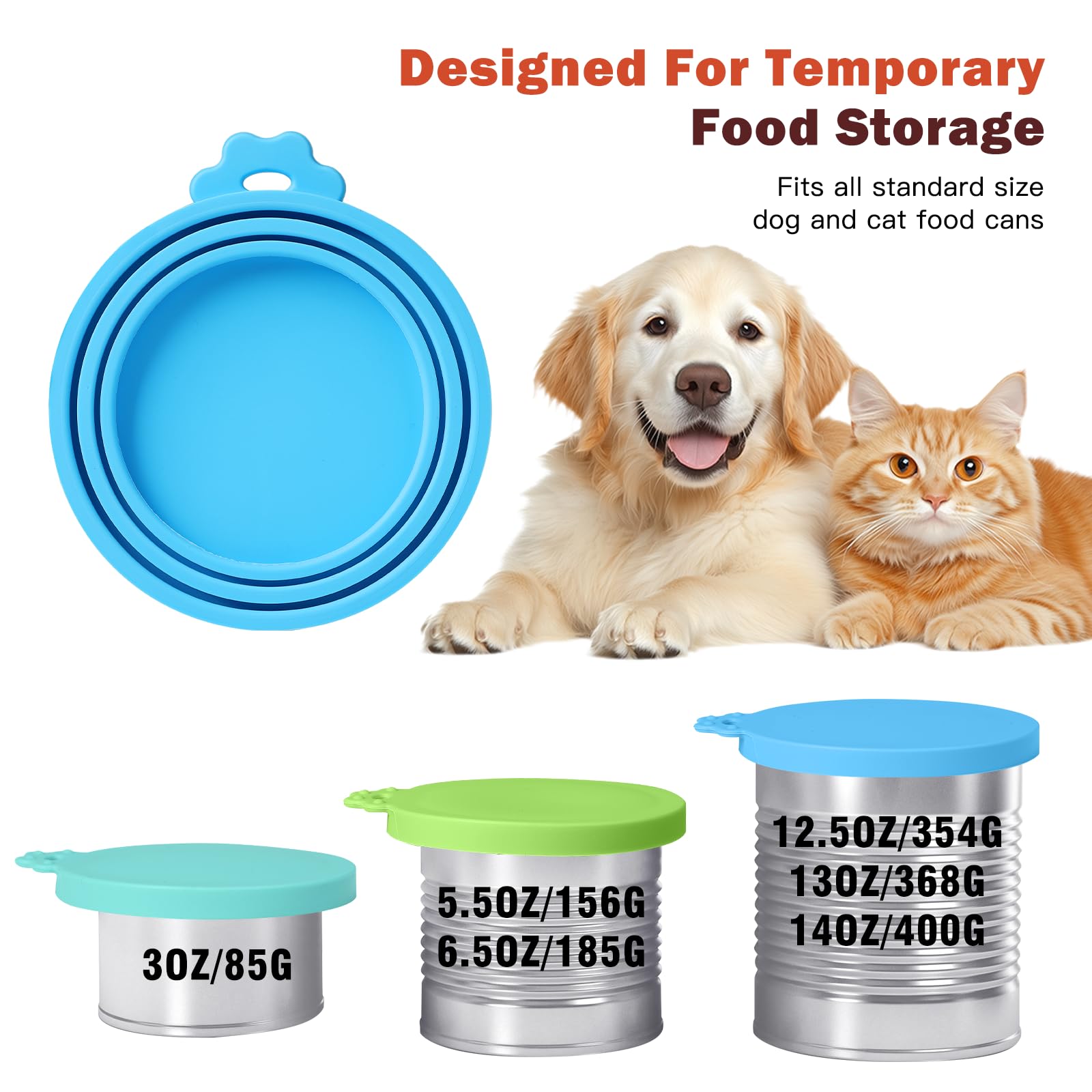 8-Pack Can Lids & Food Scoop Set - Universal Pet Food Can Covers & Mixing Spoons for Dog & Cat Wet Food Storage - Perfect for Freshness & Portion Control During Feeding Time