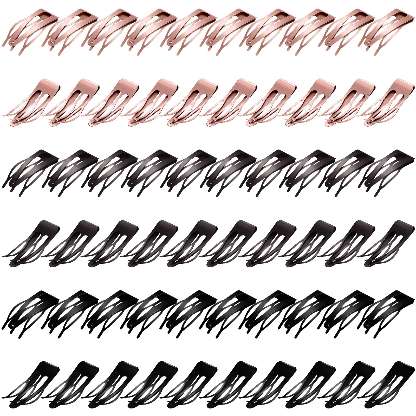 60 Pieces Double Grip Hair Clips - Metal Snap Barrettes for Women, Non-Slip Hair Accessories for Styling (3 Colors) | Salon Supplies & DIY Hairstyling at Home