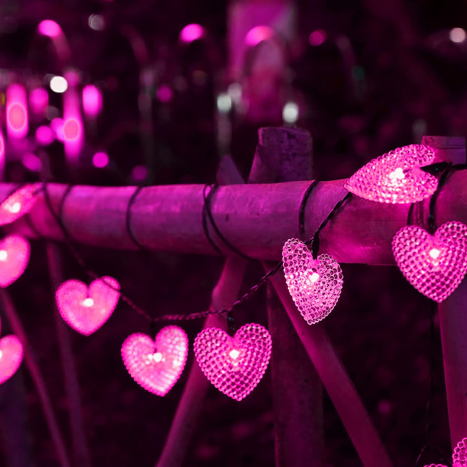 LAFEINA 20ft 30 LED Solar Powered Heart-Shaped String Lights - Waterproof Outdoor Solar Lights for Garden, Patio, Christmas, Wedding & Party Decorations (Pink) | Perfect for Romantic Backyard Ambiance & Holiday Festive Lighting